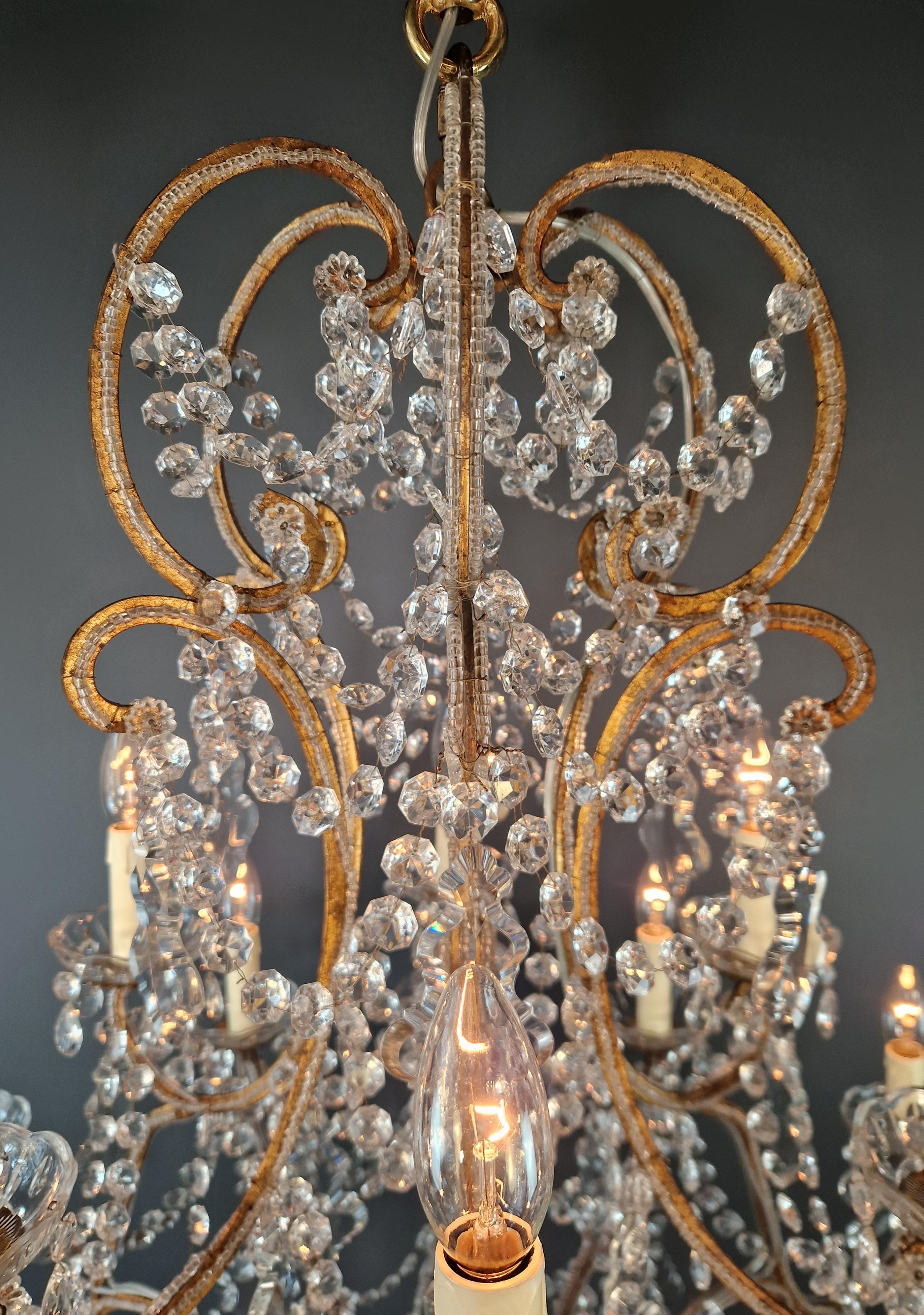 Grand candélabre en cristal, lustre antique, classique, traditionnel, solide, large en vente 1