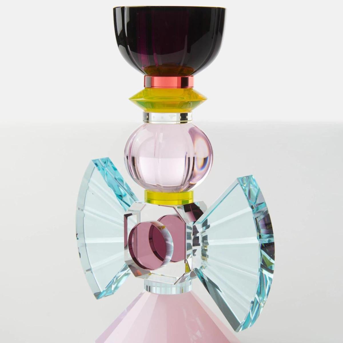 Large crystal candlestick, LAG model, 21st century.

Delightful contemporary crystal candlestick in cheerful colours. 
Estimated production time: 2 to 6 weeks. 

h: 16cm ; w: 10.5cm, d: 10.5cm
