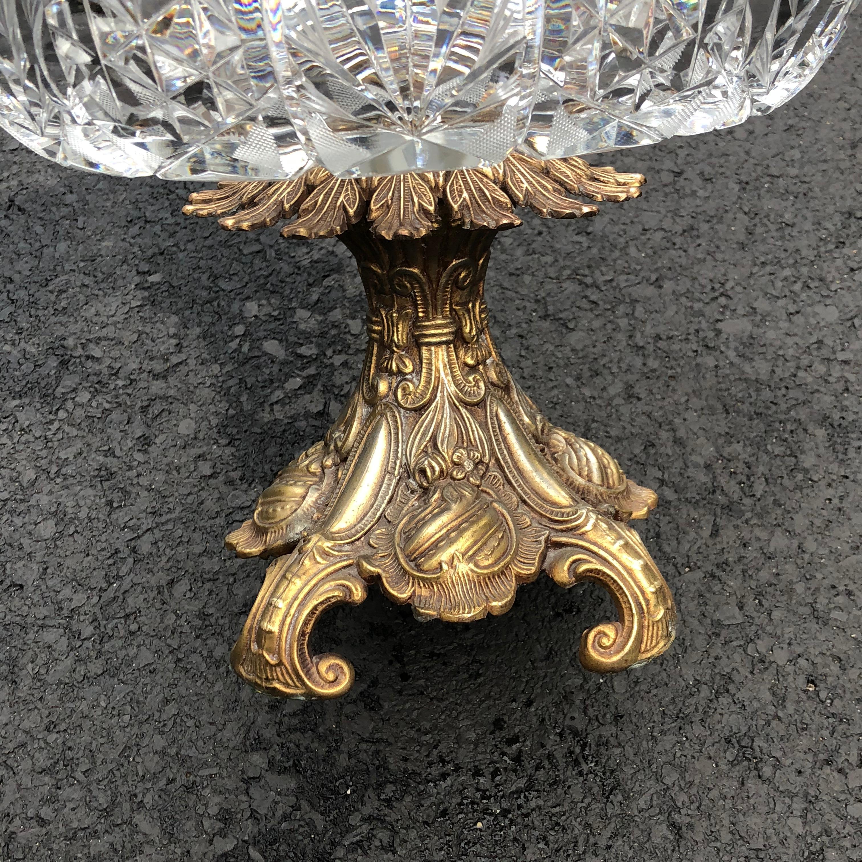 Large Crystal Centerbowl On Rococo-style Bronze Stand 8