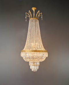 Large Crystal Chandelier Empire Style Monumental Salon Chandelier Restored