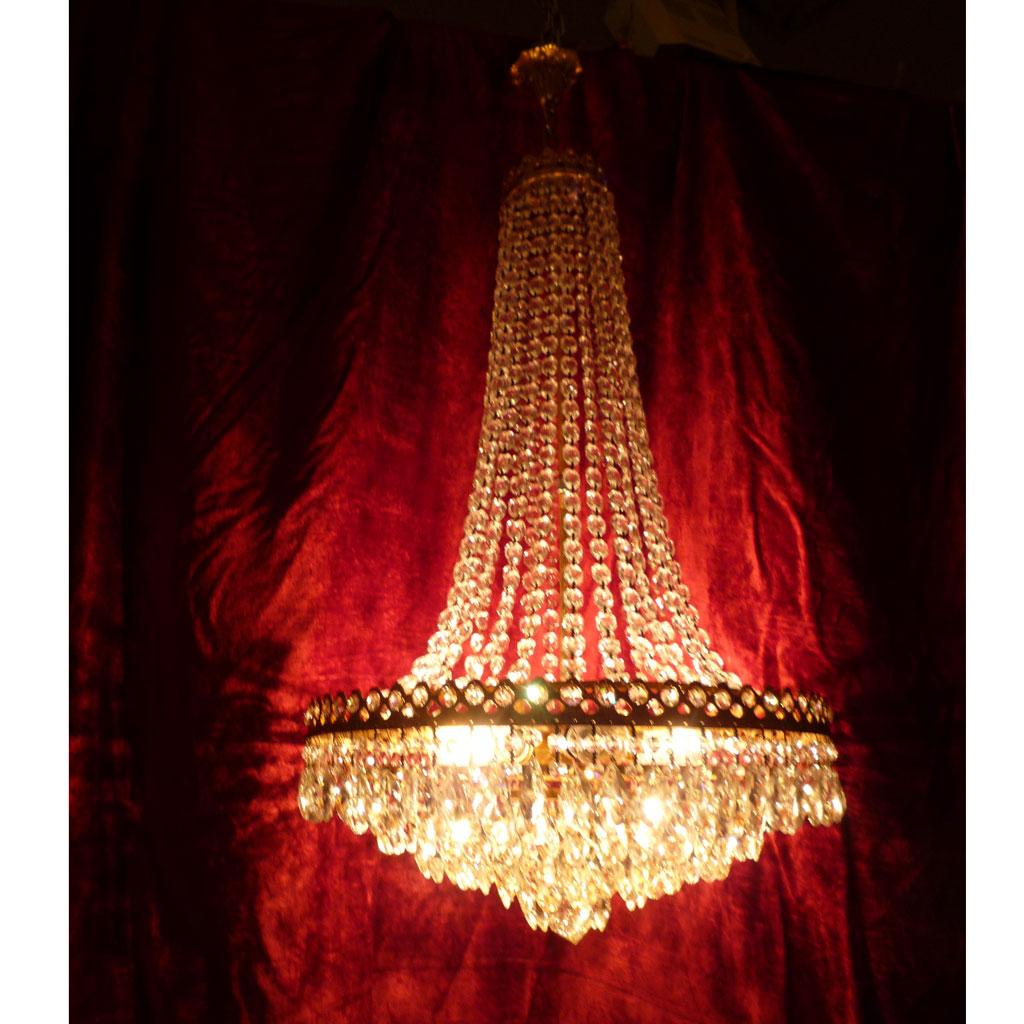 Neoclassical Revival Large Crystal Chandelier