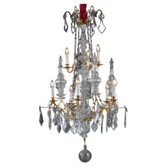 Large Crystal Chandelier with Eight Lights