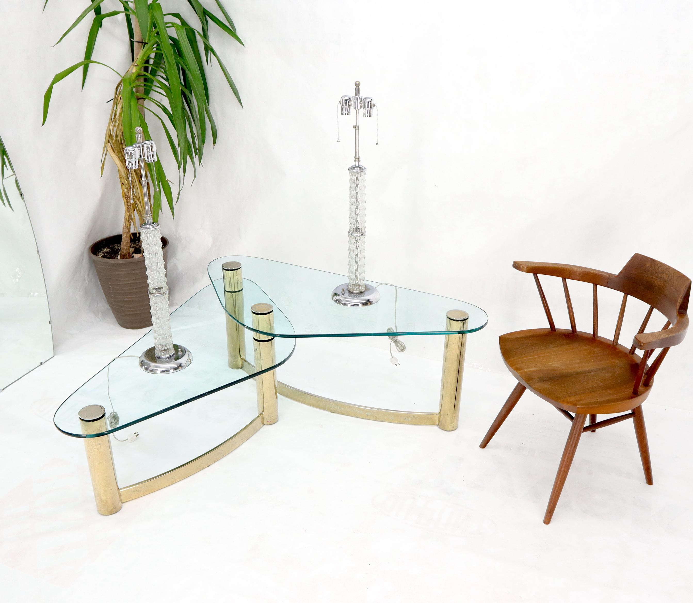 Grandes lámparas de sobremesa modernas de mediados de siglo de cristal y cromo en venta 5