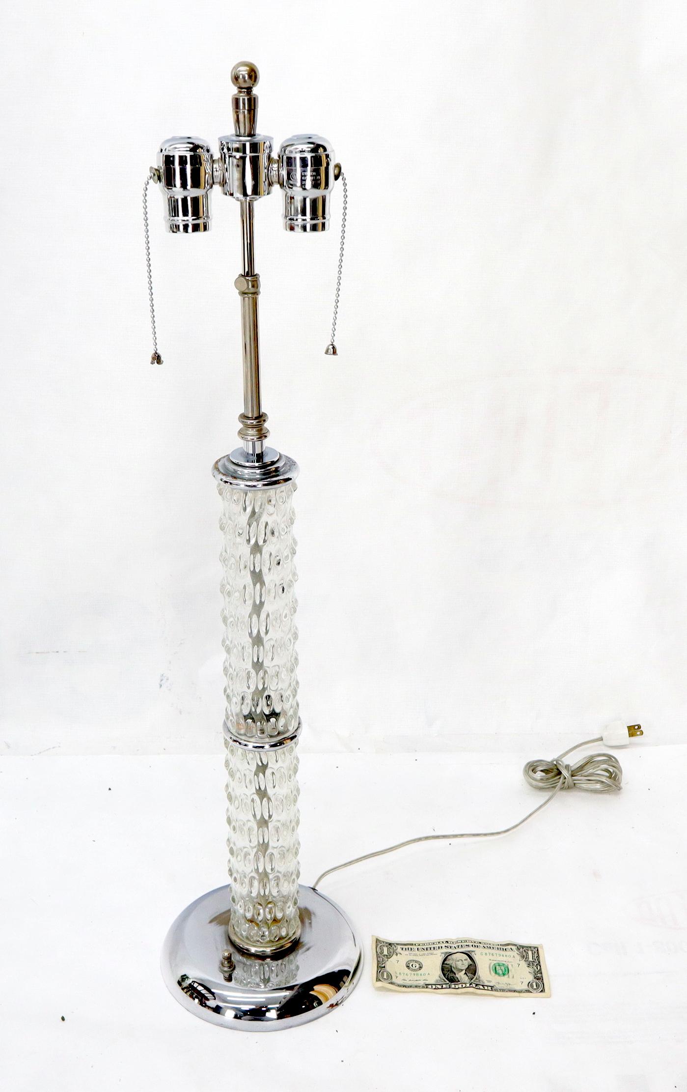 Large Crystal and Chrome Mid-Century Modern Table Lamps For Sale 8