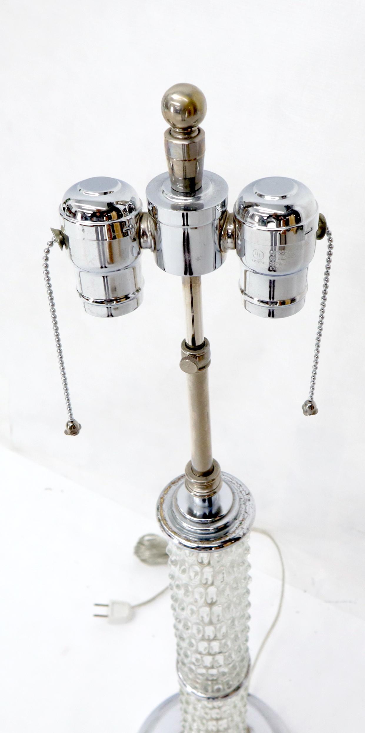 20th Century Large Crystal and Chrome Mid-Century Modern Table Lamps For Sale