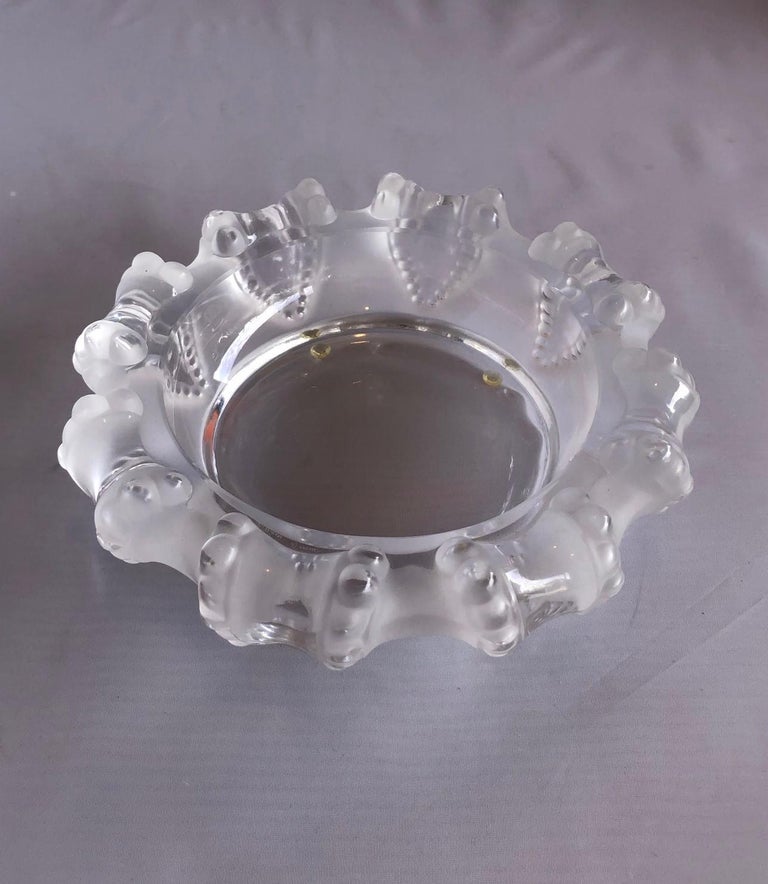 Large Crystal Cigar Ashtray / Bowl "Cannes" Octopus Pattern by Lalique