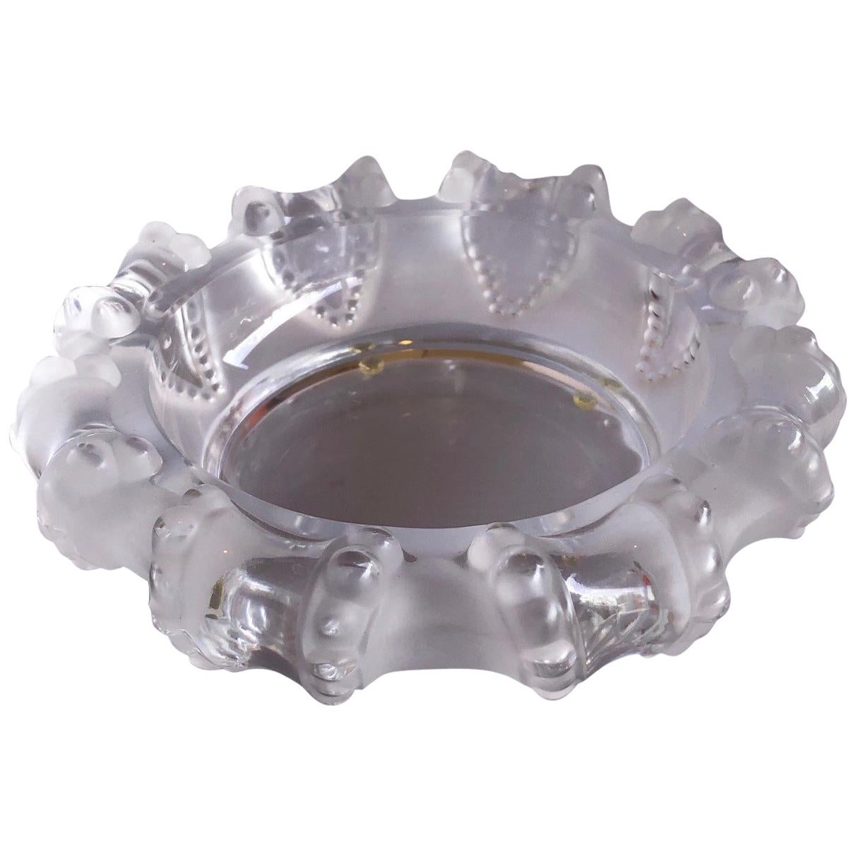 Large Crystal Cigar Ashtray / Bowl "Cannes" Octopus Pattern by Lalique