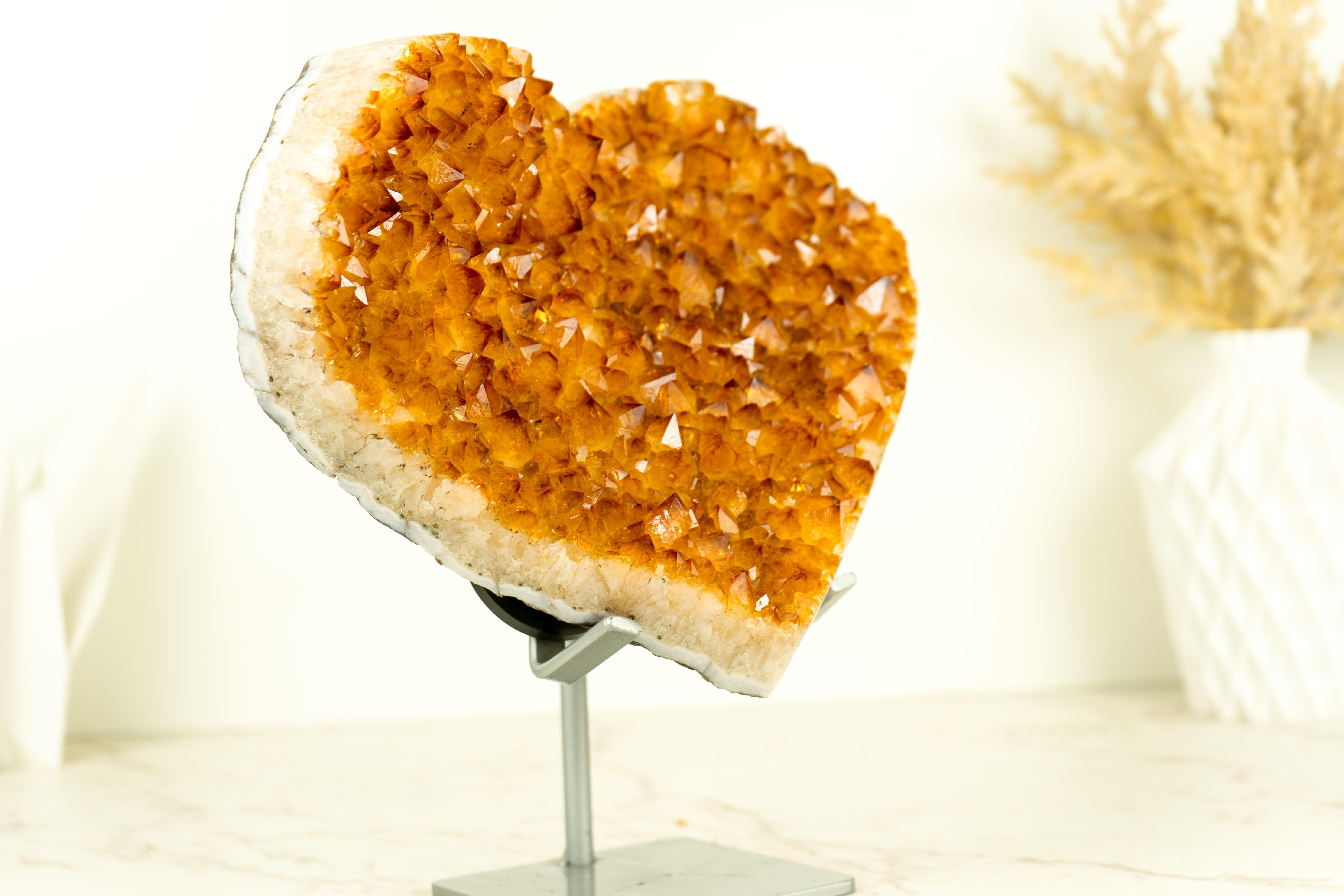 Large Crystal Citrine Heart Sculpture Carved from an Orange Citrine Cluster For Sale 4
