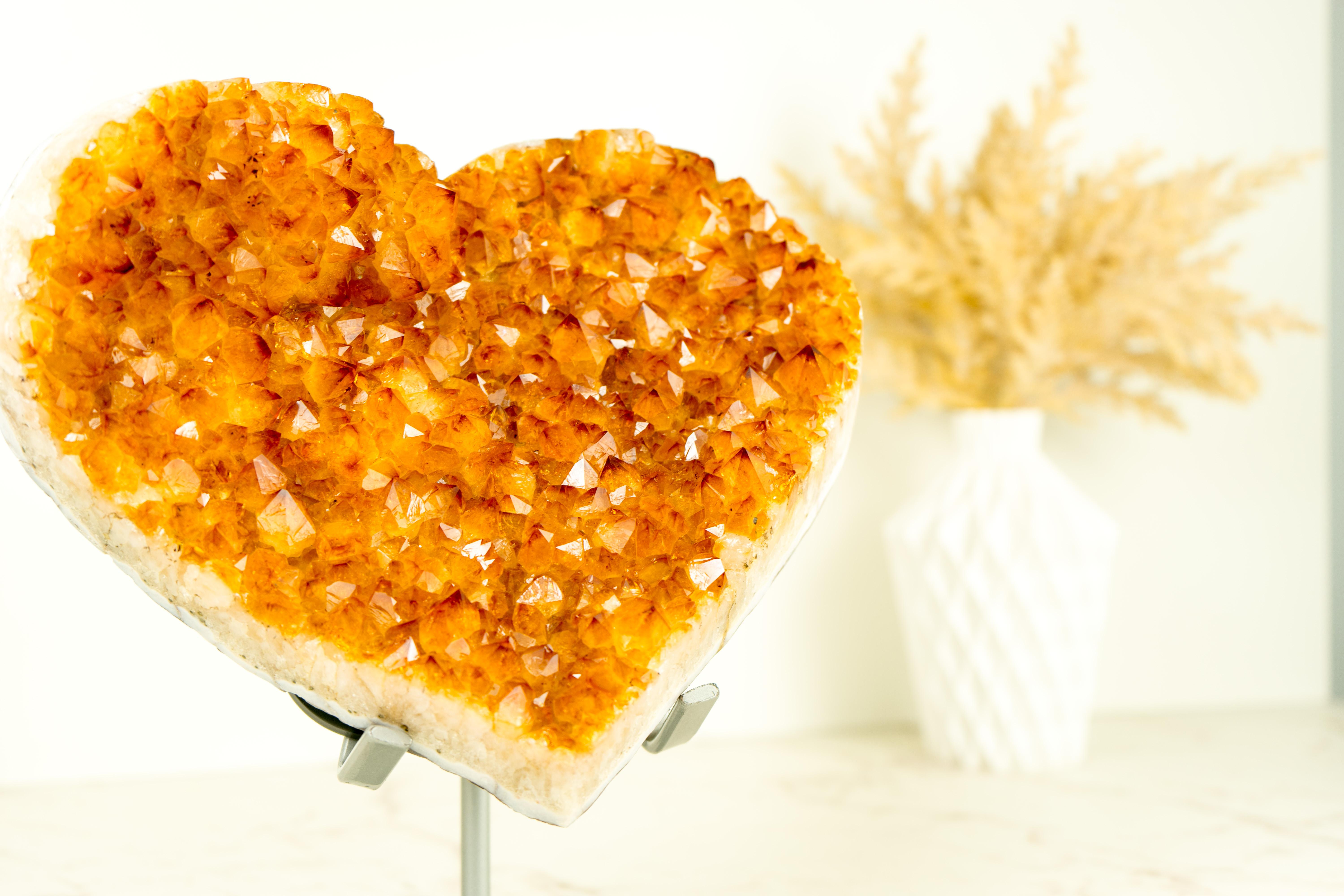 Large Crystal Citrine Heart Sculpture Carved from an Orange Citrine Cluster For Sale 7