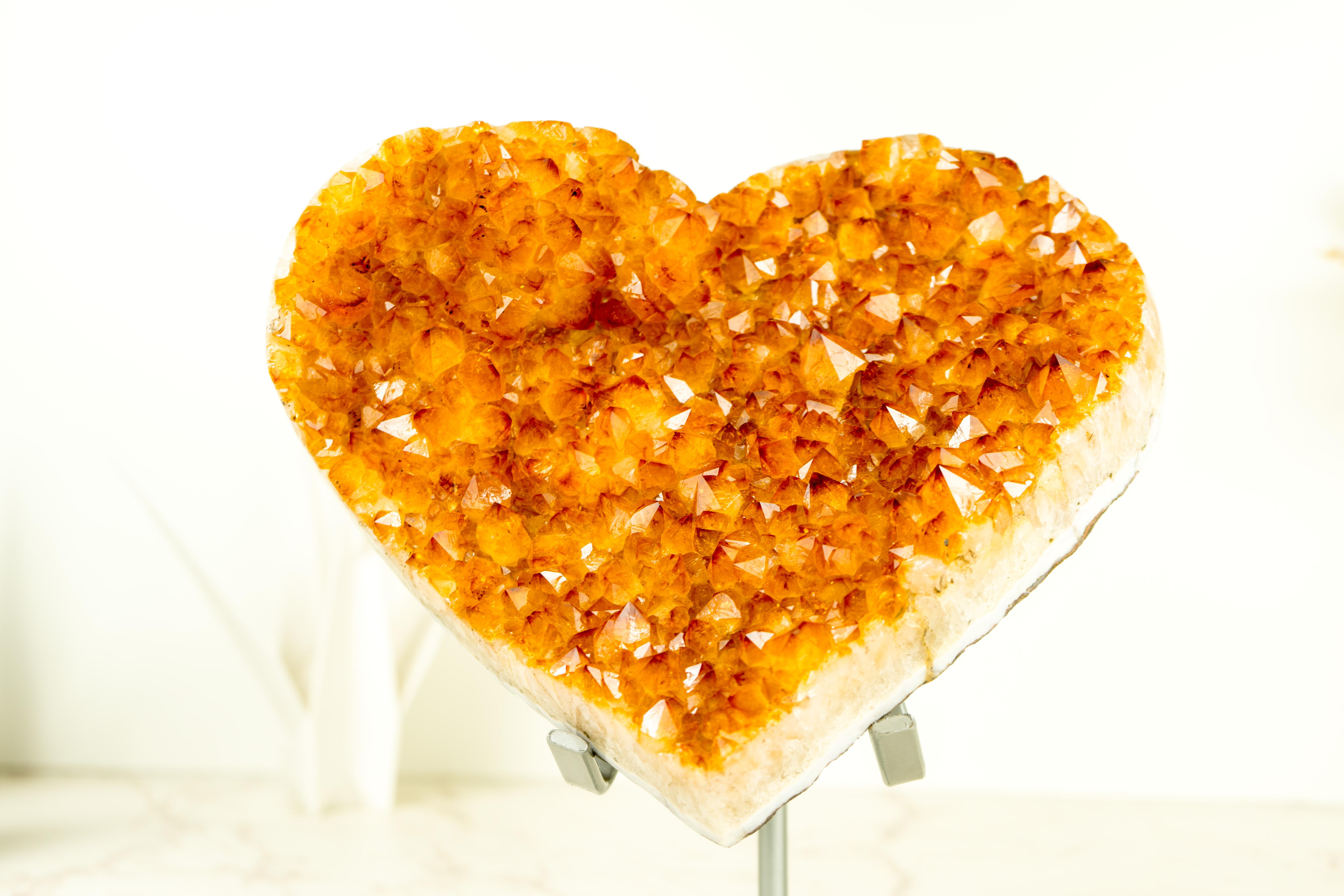 Large Crystal Citrine Heart Sculpture Carved from an Orange Citrine Cluster In New Condition For Sale In Ametista Do Sul, BR