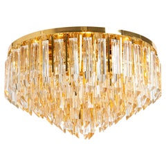 Grande lampada da incasso in cristallo e ottone, design di Palwa, Germania, anni '70