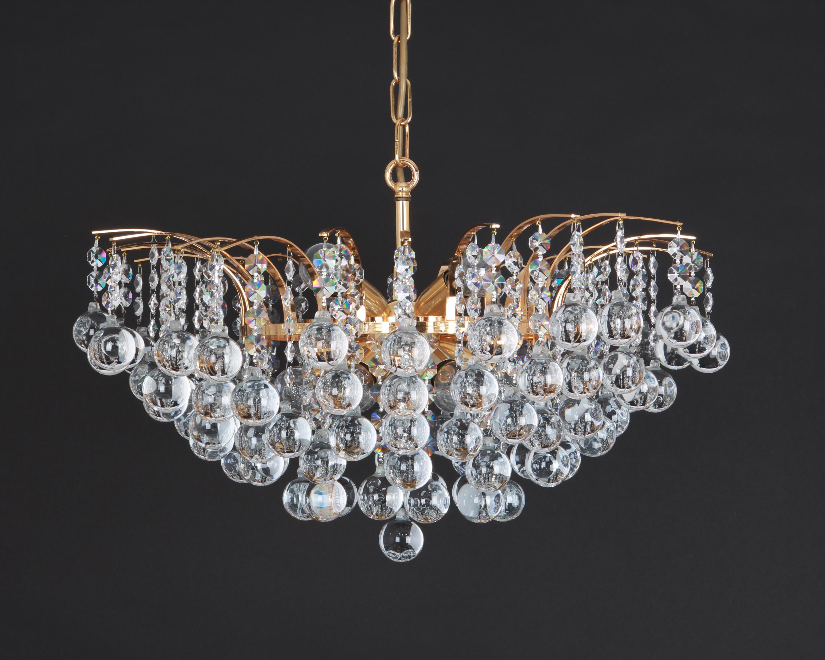 Mid-Century Modern Large Crystal Glass Chandelier by Christoph Palme, Germany, 1970s