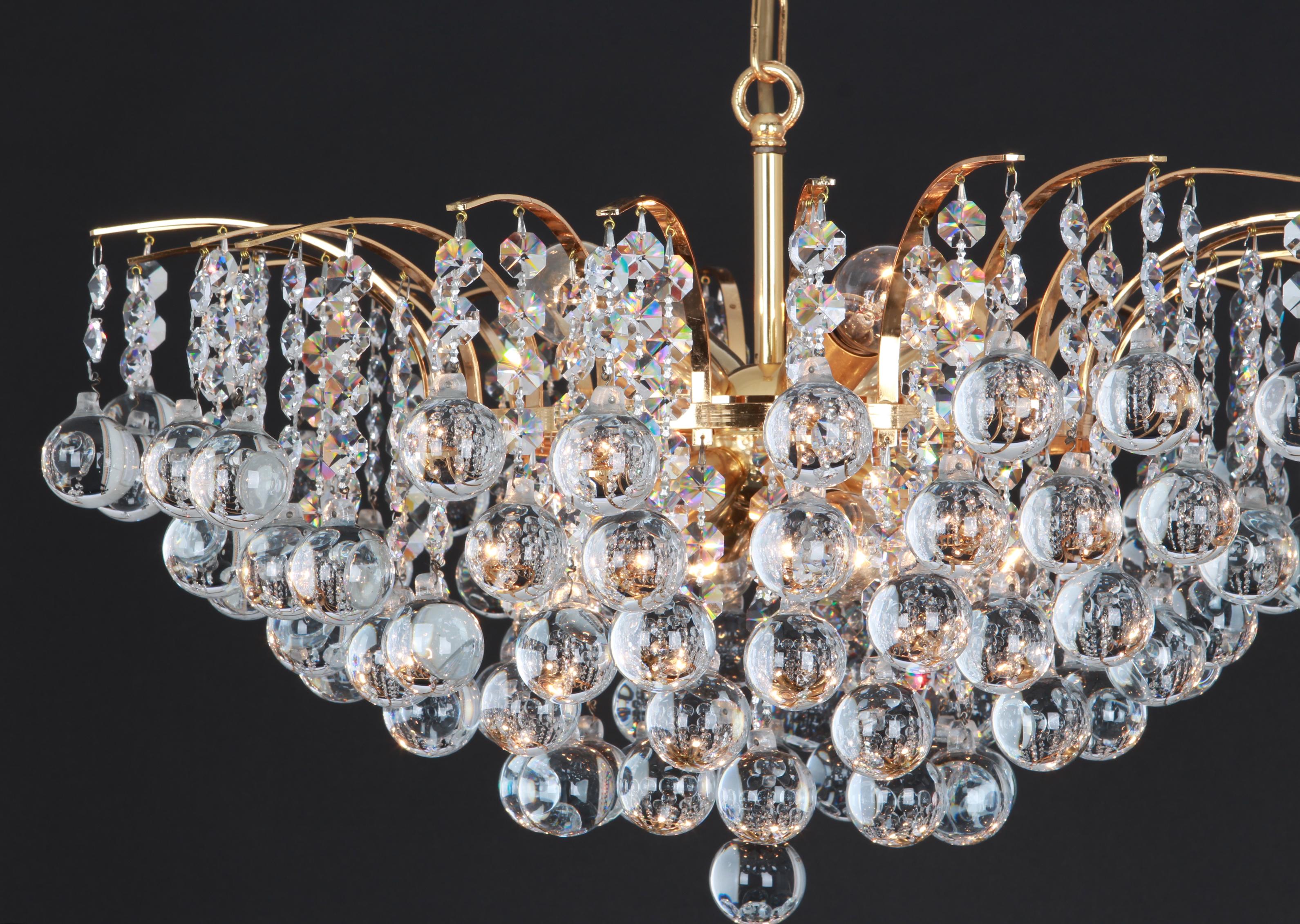 Late 20th Century Large Crystal Glass Chandelier by Christoph Palme, Germany, 1970s