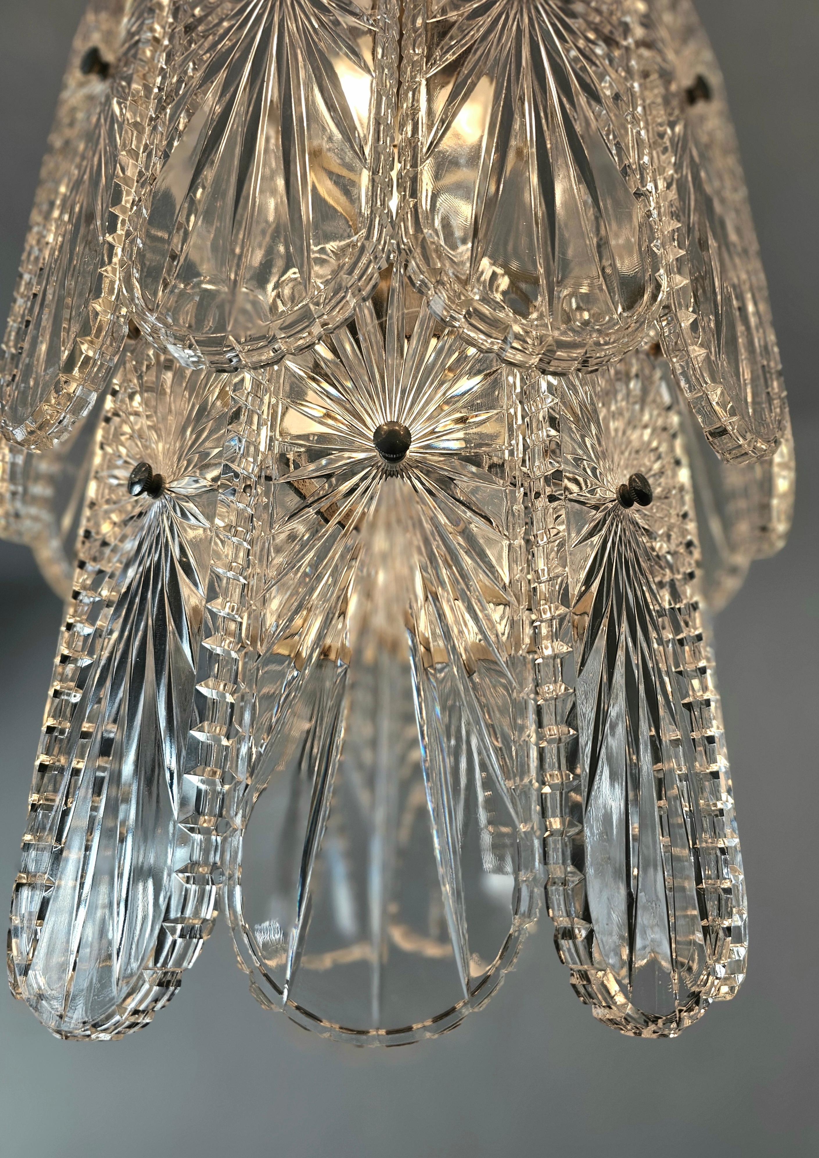 Italian Large Crystal Glass Chandelier Mid-Century Modern 1960s Italy For Sale