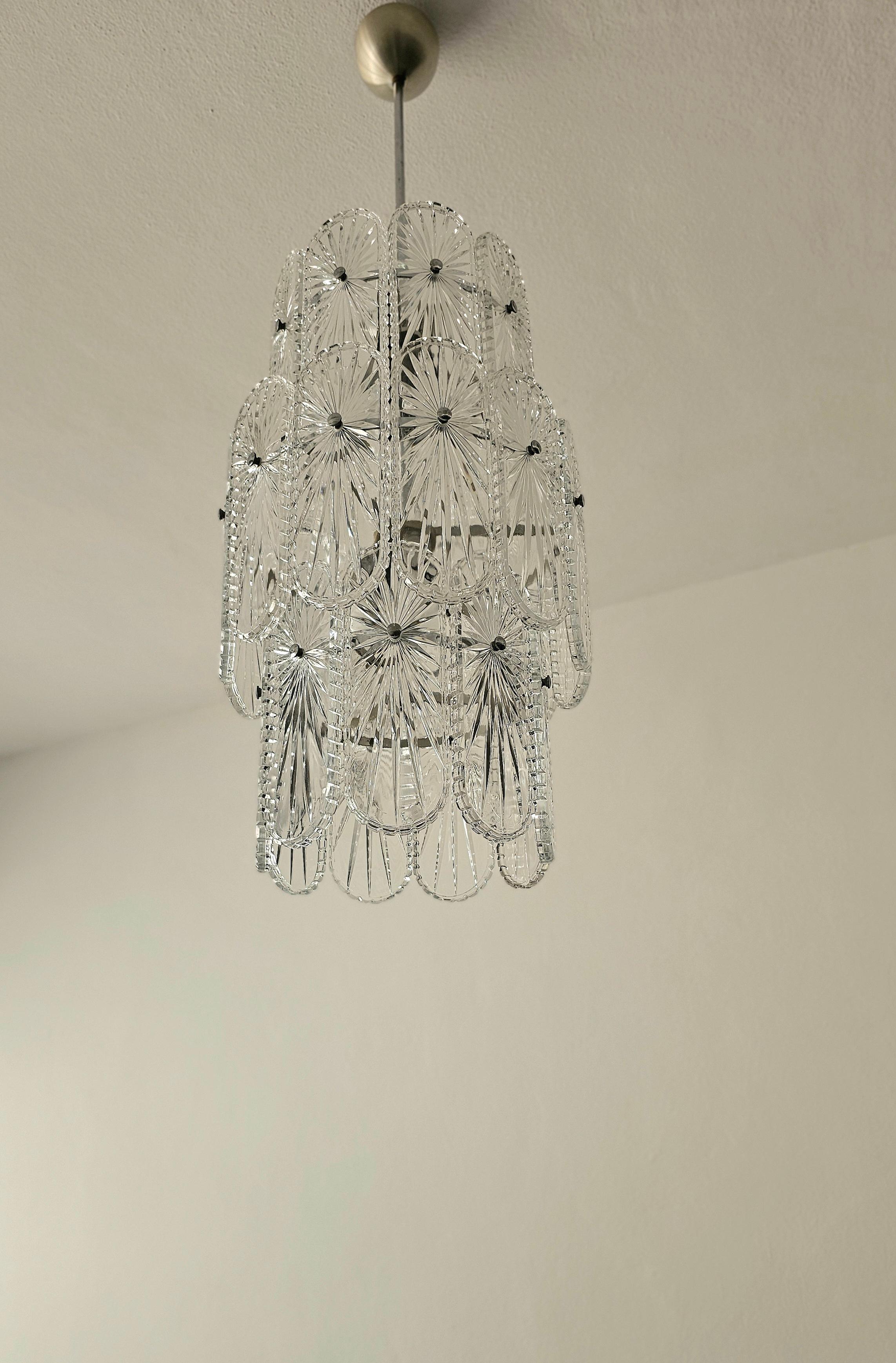 Large Crystal Glass Chandelier Mid-Century Modern 1960s Italy In Good Condition For Sale In Palermo, IT