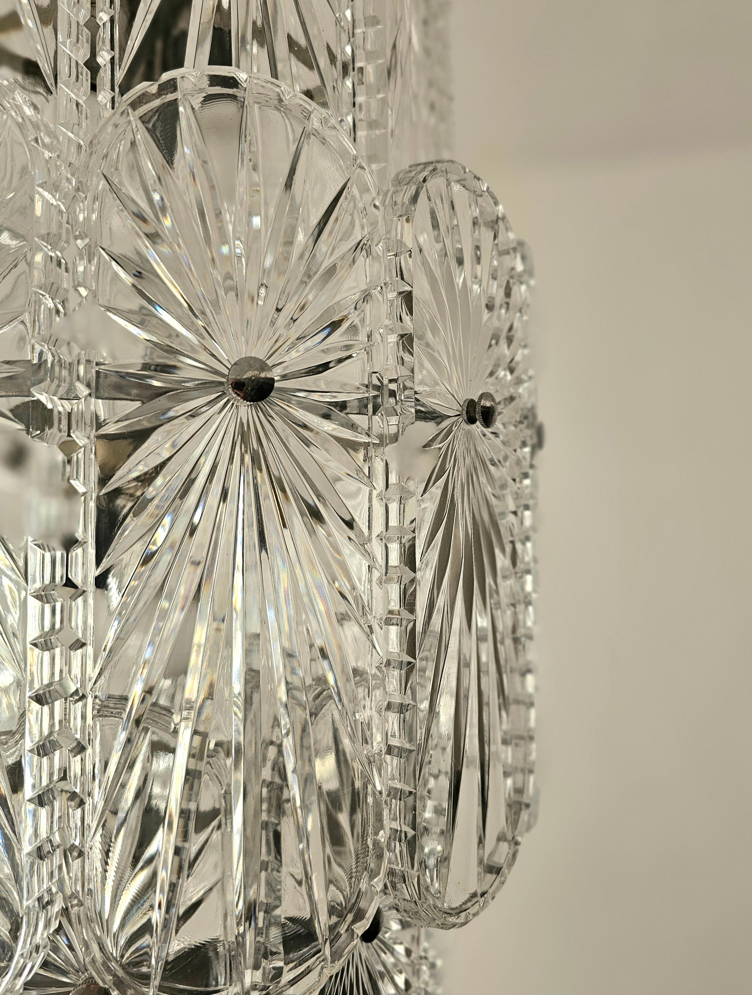 20th Century Large Crystal Glass Chandelier Mid-Century Modern 1960s Italy For Sale