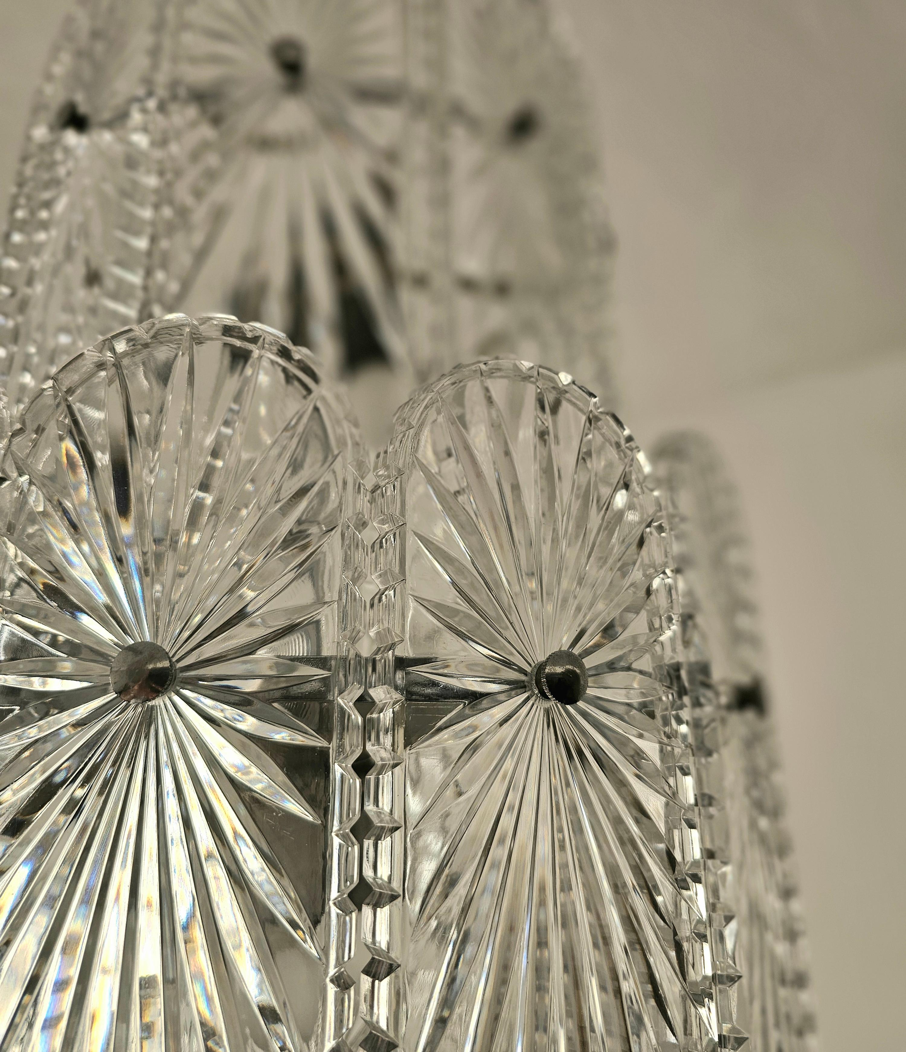 Large Crystal Glass Chandelier Mid-Century Modern 1960s Italy For Sale 1