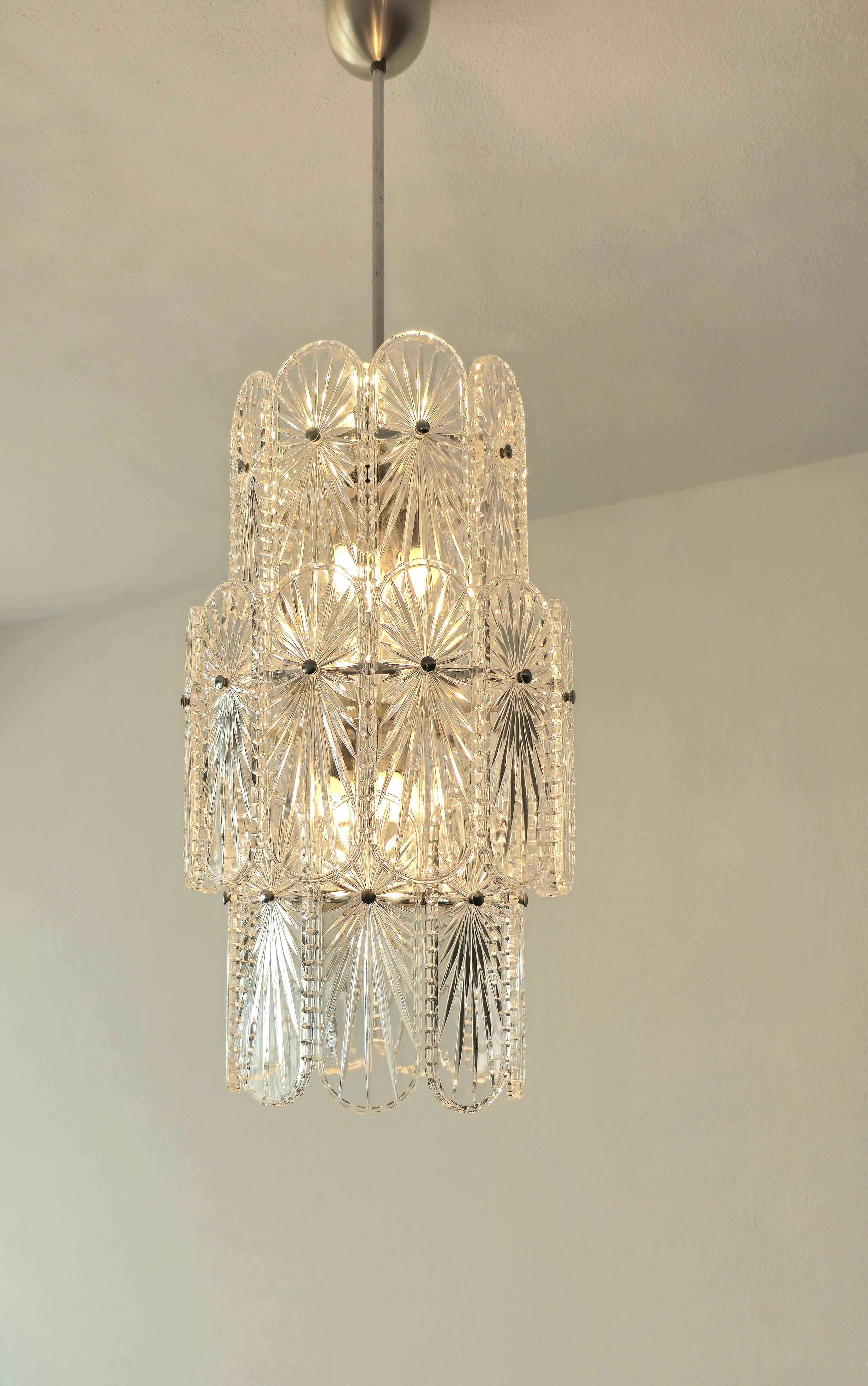 Large Crystal Glass Chandelier Mid-Century Modern 1960s Italy For Sale 2