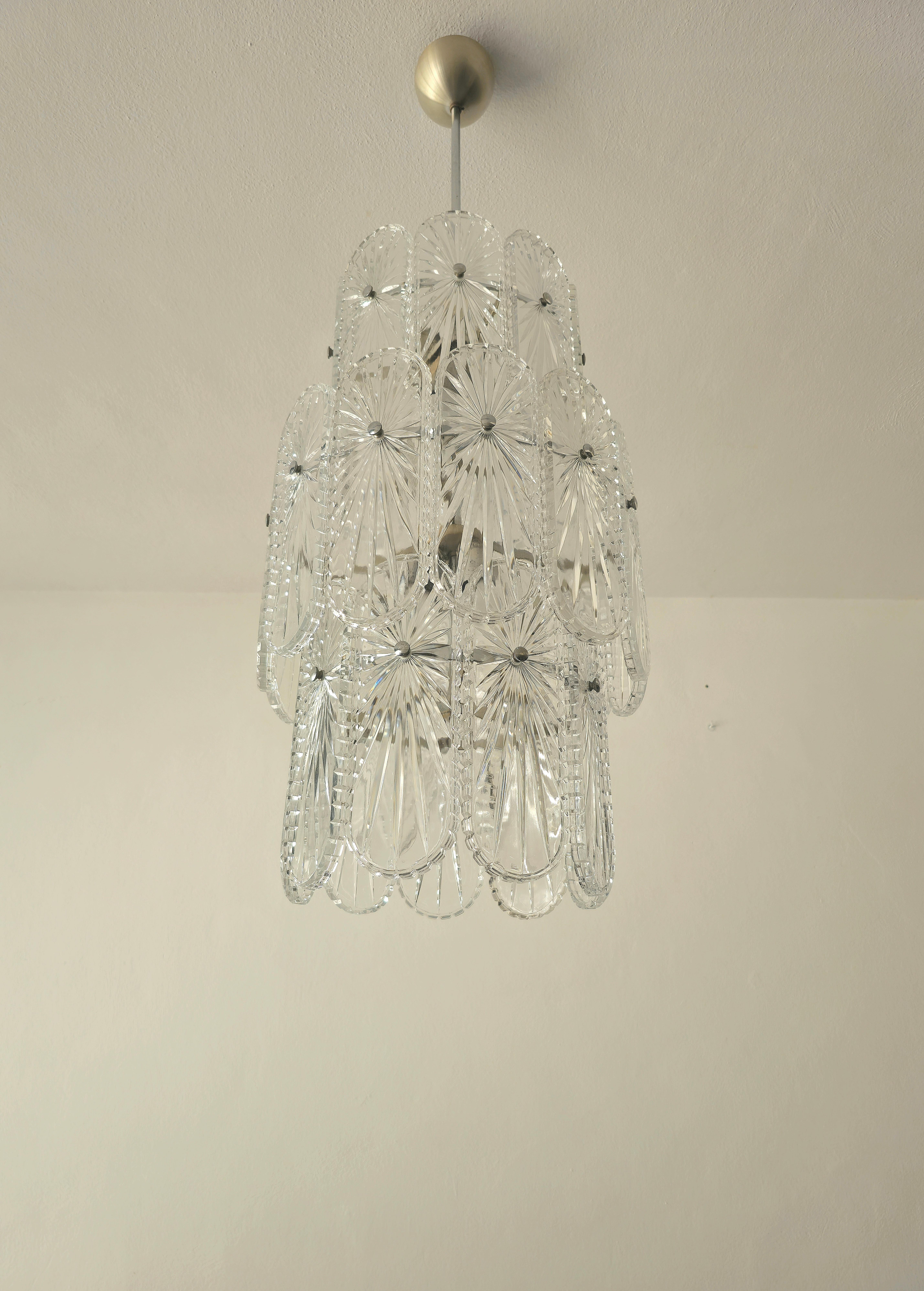 Large Crystal Glass Chandelier Mid-Century Modern 1960s Italy For Sale 3