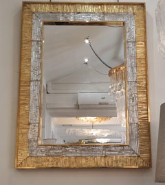 Large Crystal Murano Glass and Brass Mirror
