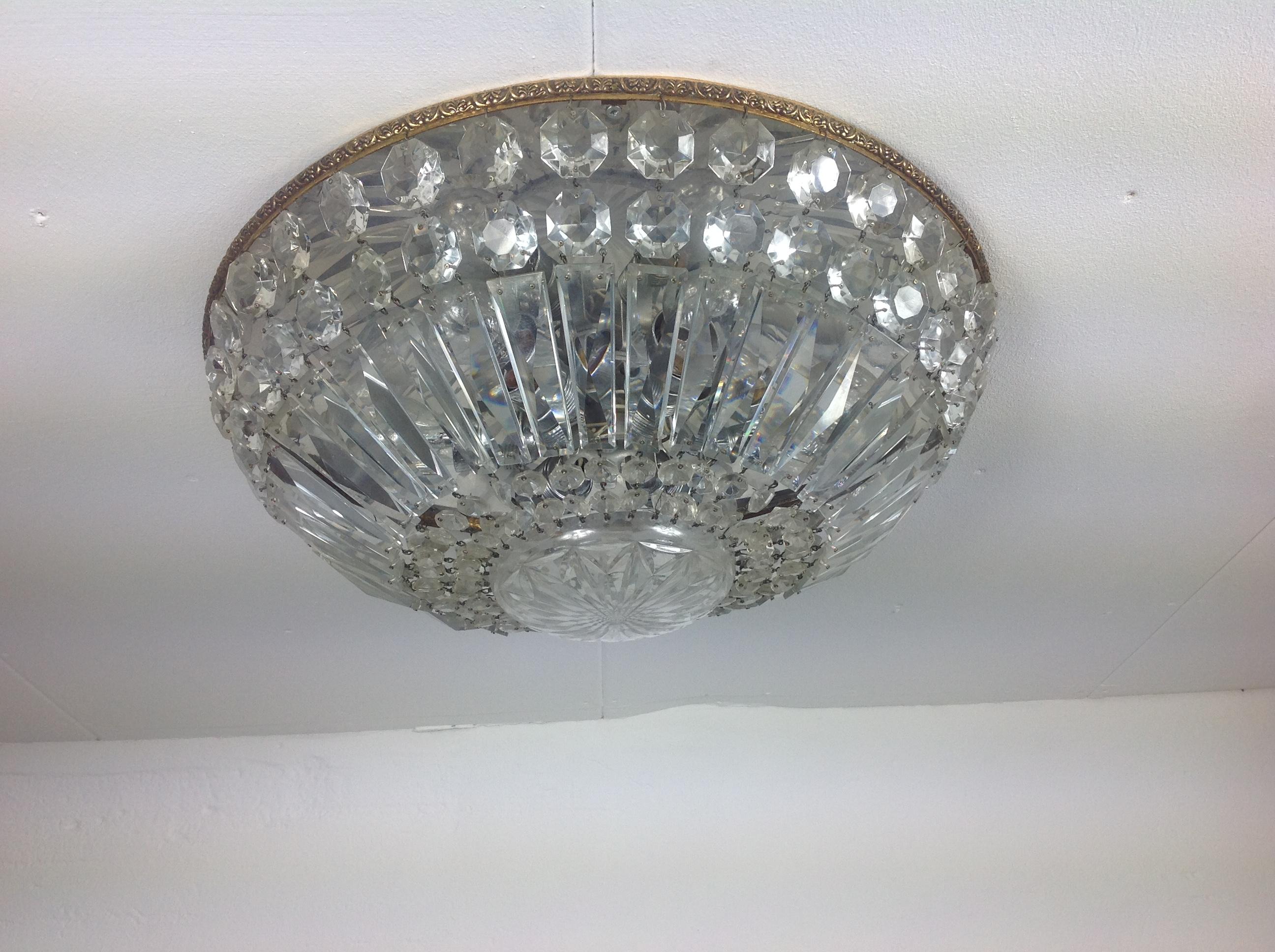 Large Crystal Pendant Lamp, France, 1960s For Sale 4