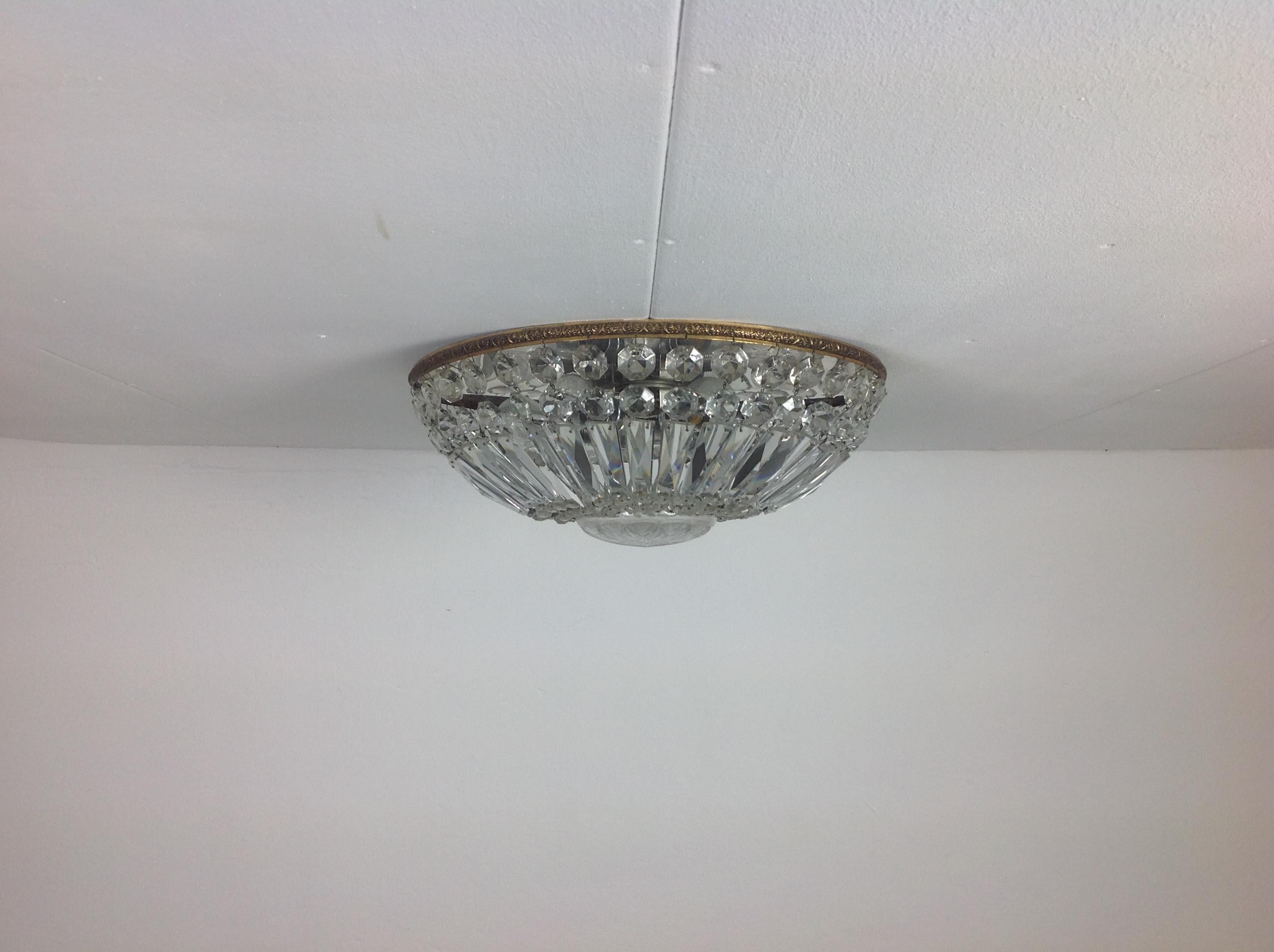 Large Crystal Pendant Lamp, France, 1960s For Sale 3