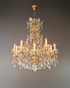 Large Crystal Rustic Antique Chandelier Classic Traditional Solid Wide Glass