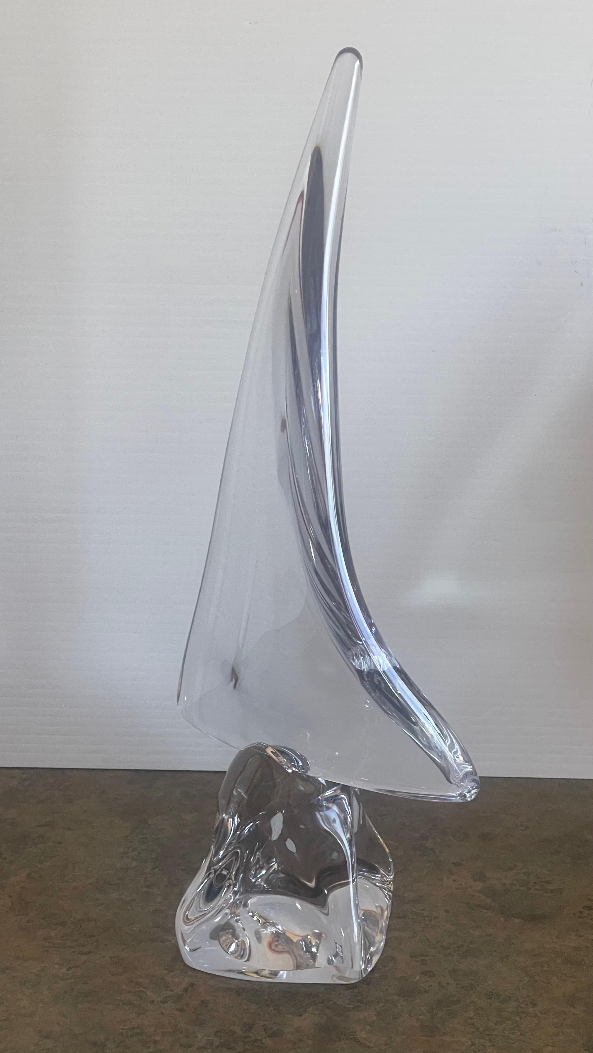 Large Crystal Sailboat Sculpture by Daum, France For Sale 3