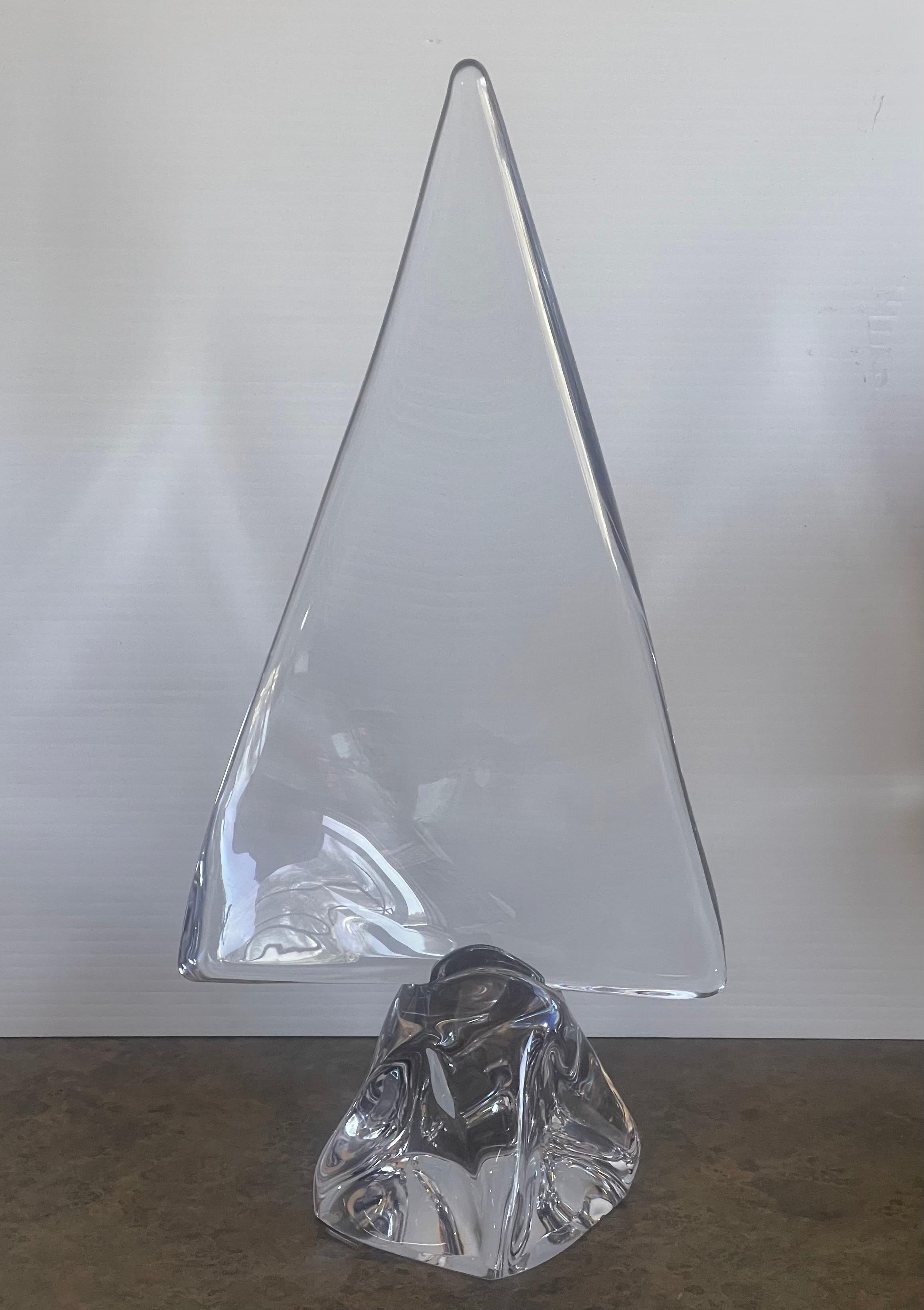 Large Crystal Sailboat Sculpture by Daum, France For Sale 4