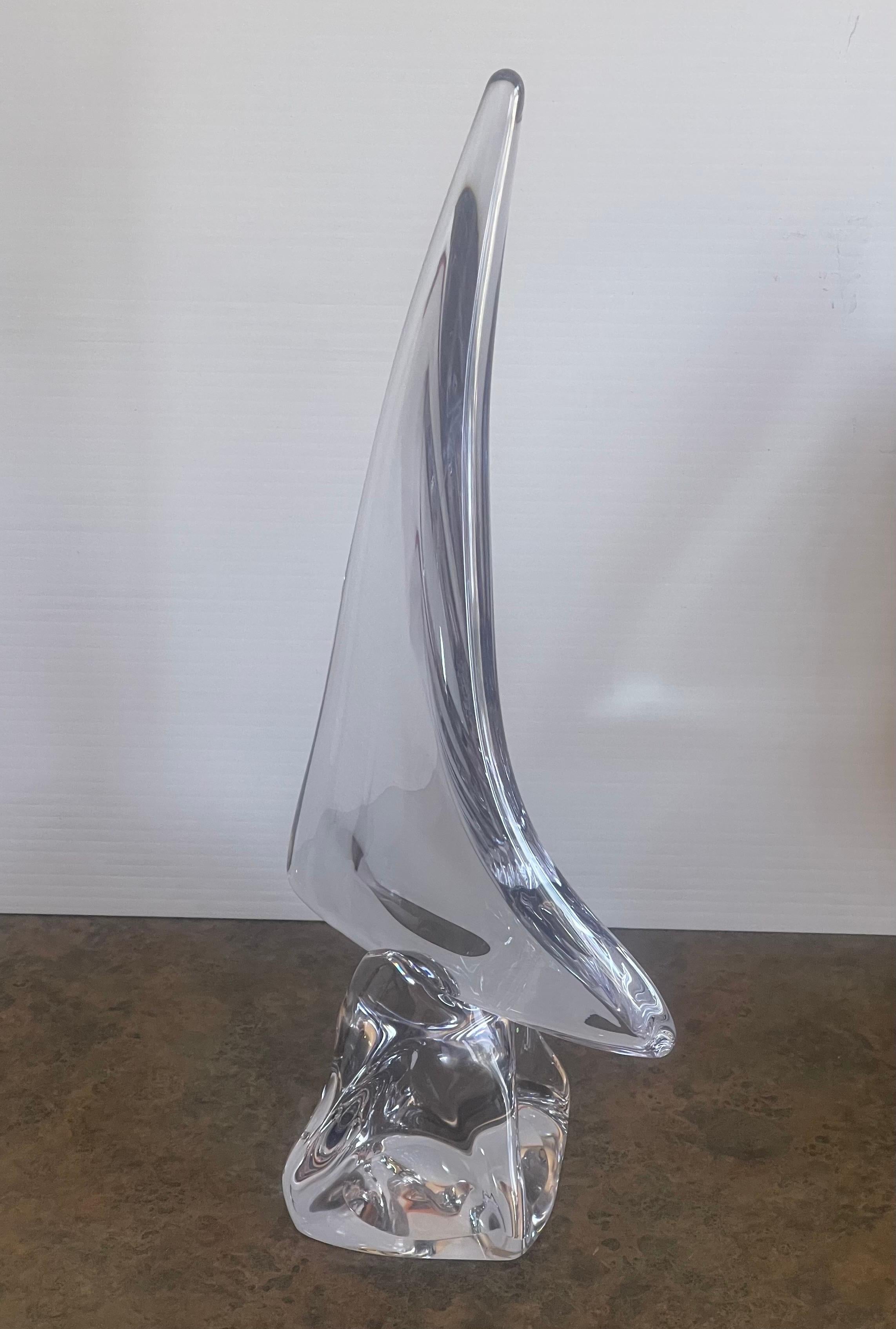 Large Crystal Sailboat Sculpture by Daum, France For Sale 3