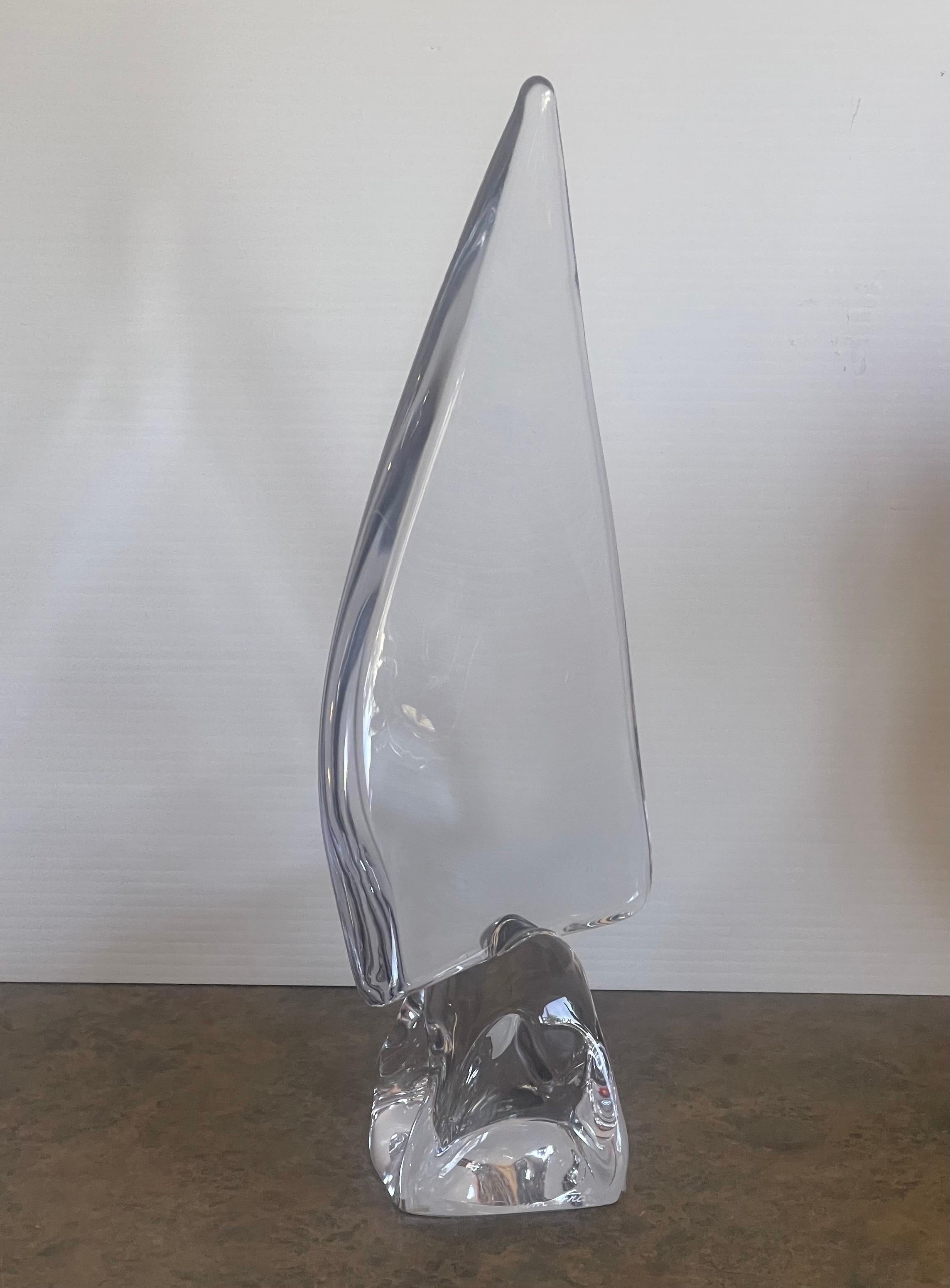 Large Crystal Sailboat Sculpture by Daum, France For Sale 6