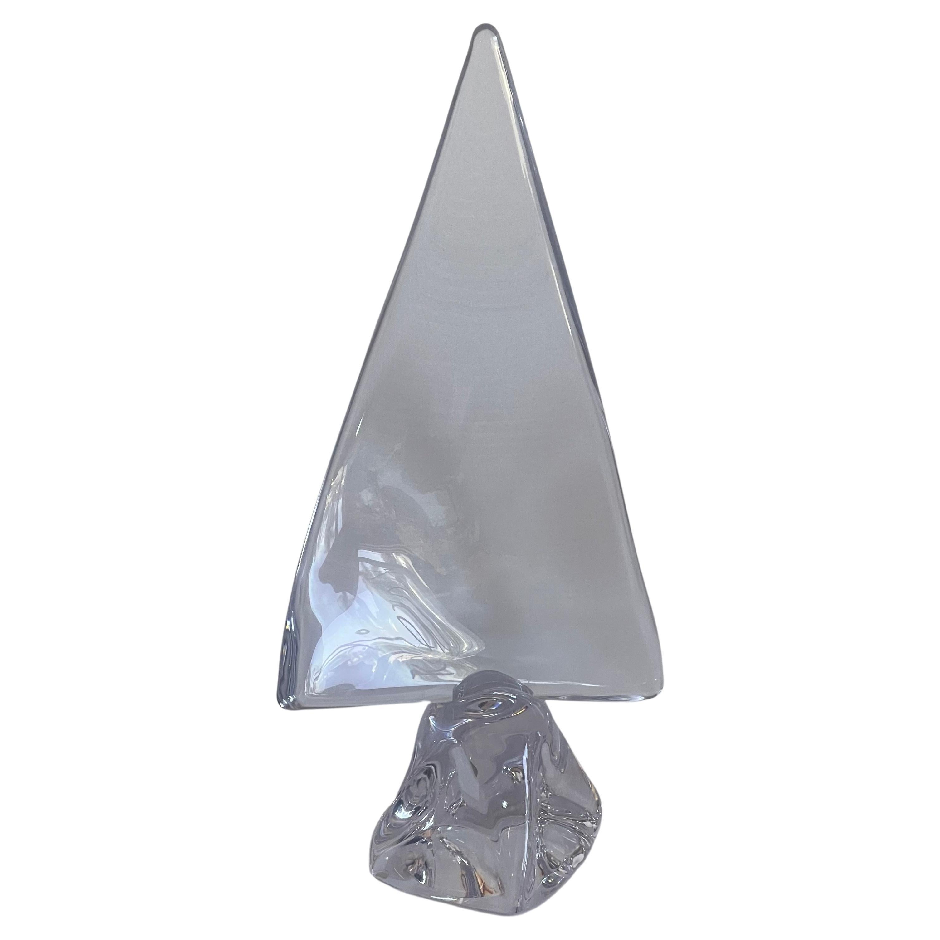 Large Crystal Sailboat Sculpture by Daum, France For Sale 9