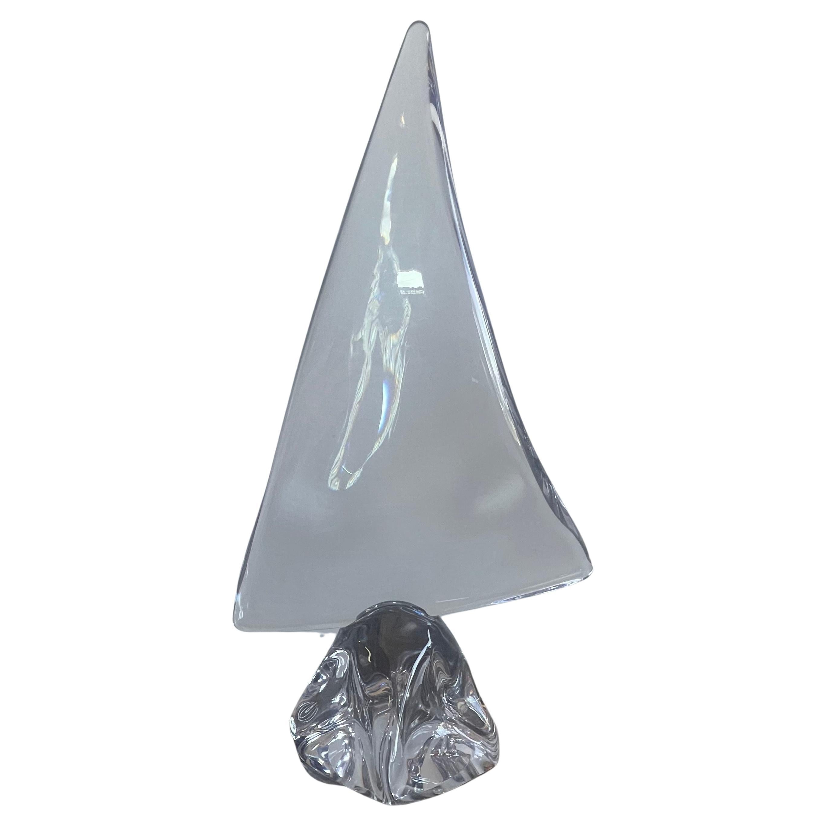 Large crystal sailboat sculpture by Daum, France, circa 1970s. The piece is invery good vintage condition with no chips or cracks and measures 8