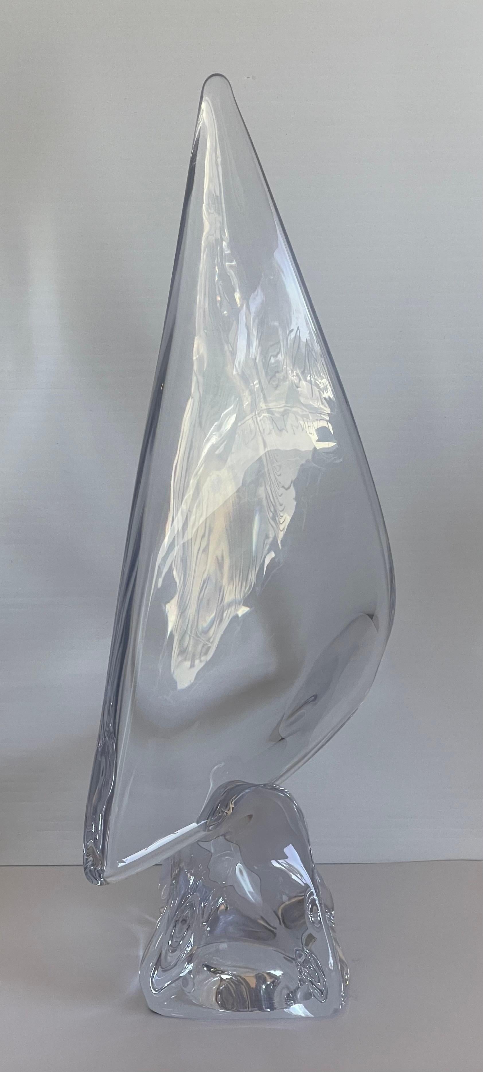 Hollywood Regency Large Crystal Sailboat Sculpture by Daum, France For Sale