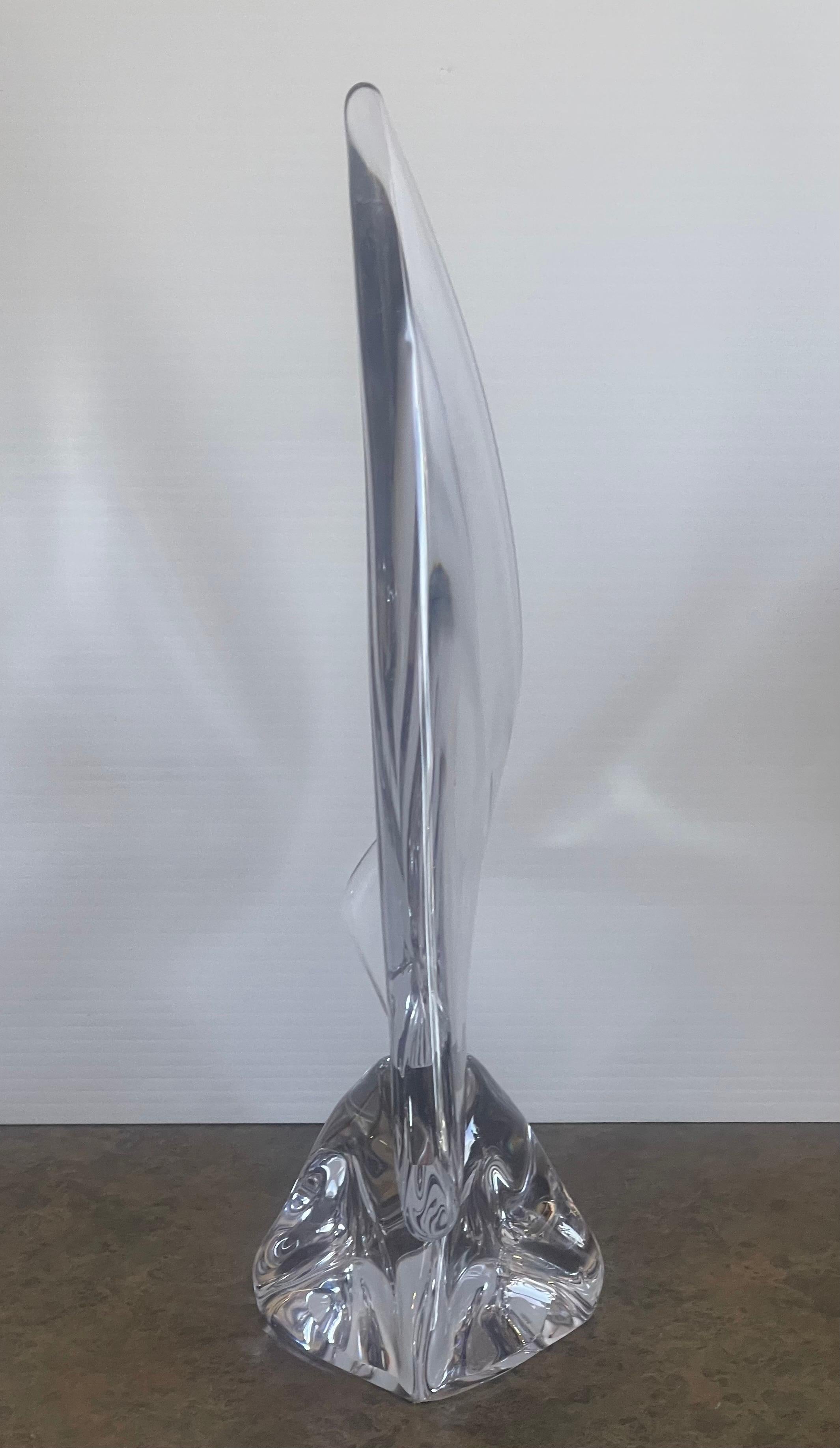 Large Crystal Sailboat Sculpture by Daum, France In Good Condition For Sale In San Diego, CA