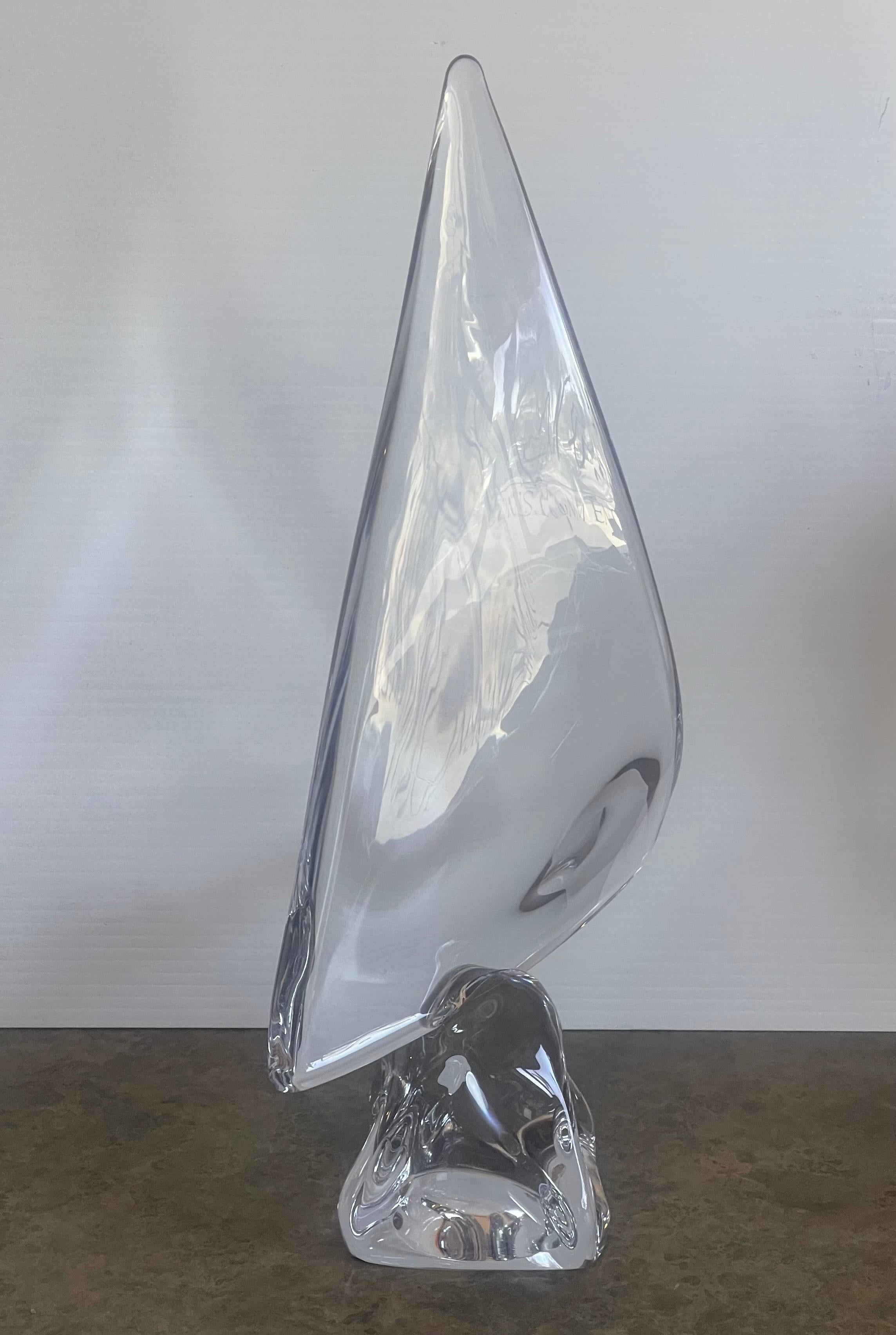 20th Century Large Crystal Sailboat Sculpture by Daum, France For Sale
