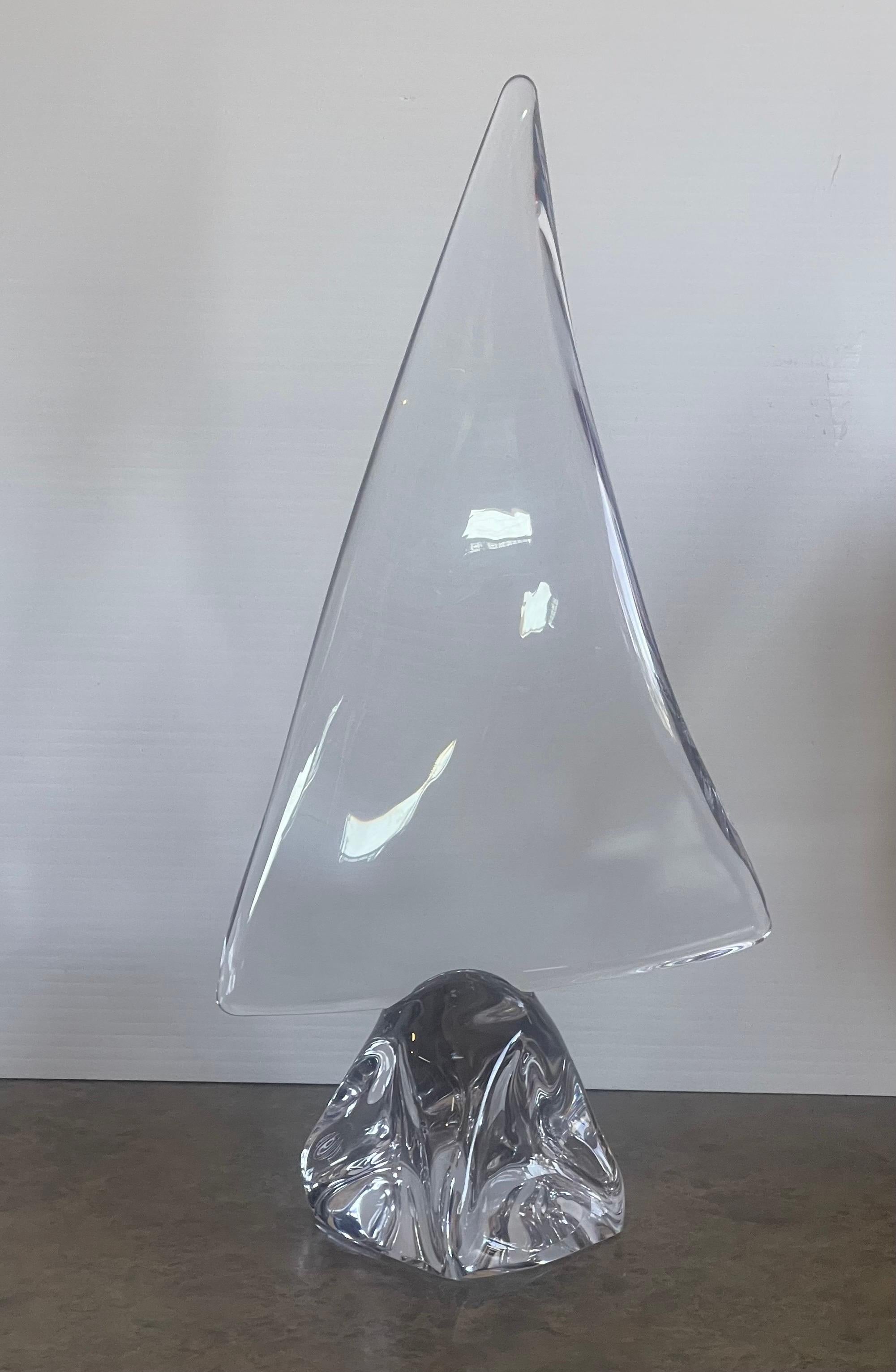 Large Crystal Sailboat Sculpture by Daum, France For Sale 1