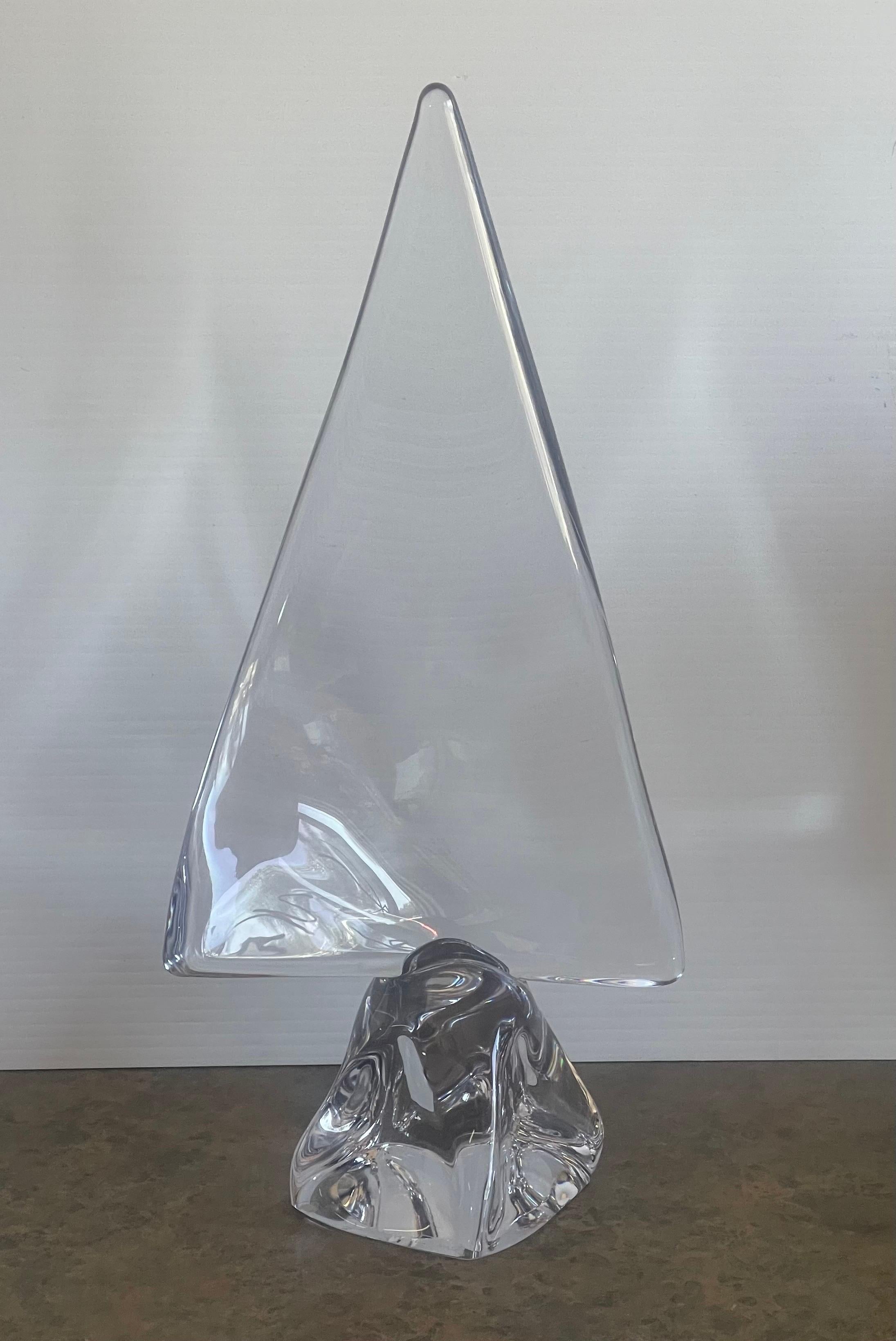 Large Crystal Sailboat Sculpture by Daum, France For Sale 2