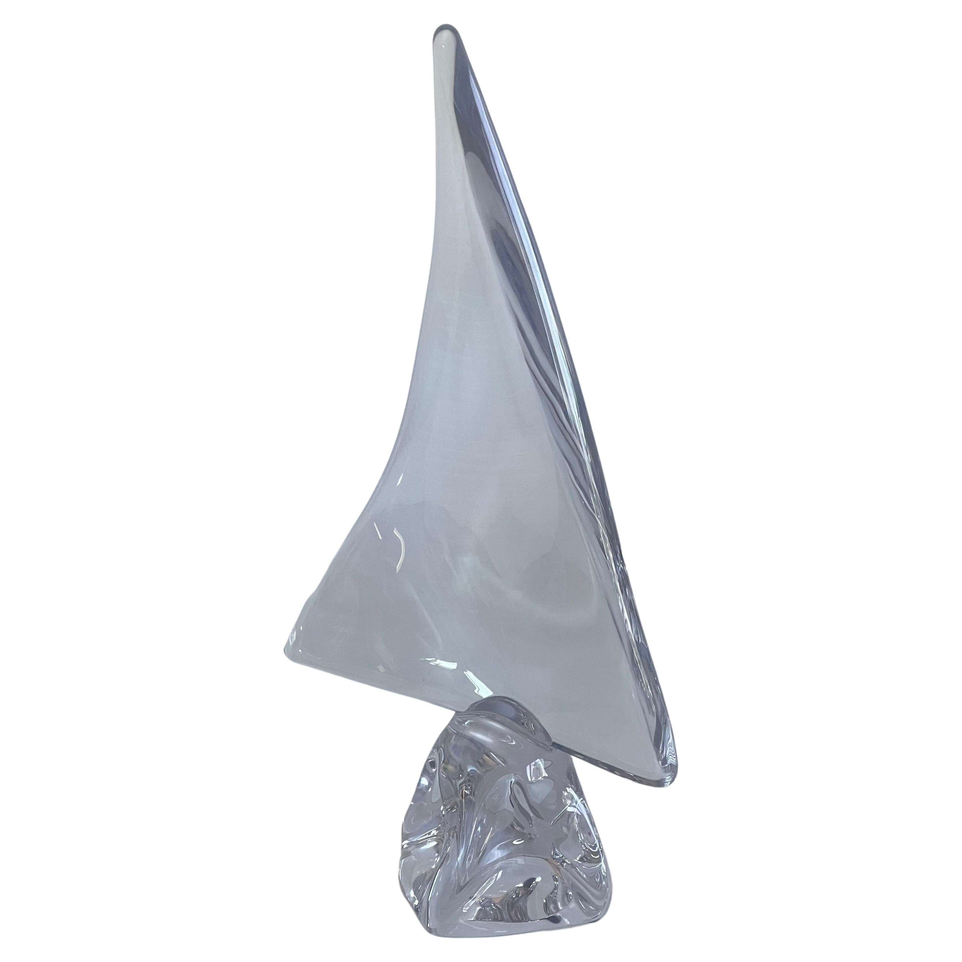 Large Crystal Sailboat Sculpture by Daum, France For Sale