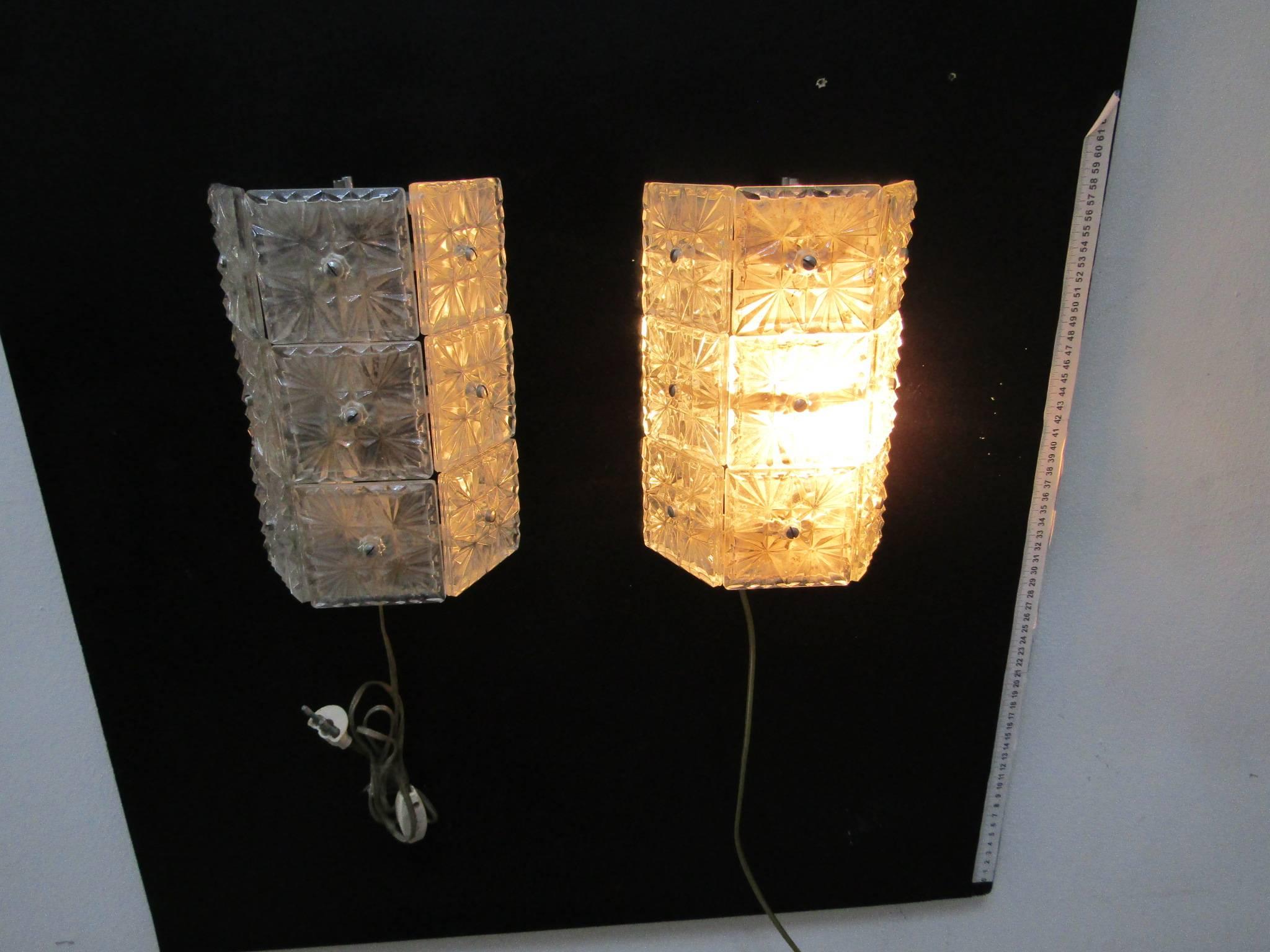 Appliqué Large Crystal Sconces, Italy, 1960s, Set of Two For Sale