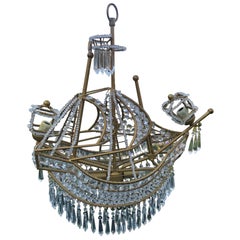 Large Crystal Ship Chandelier