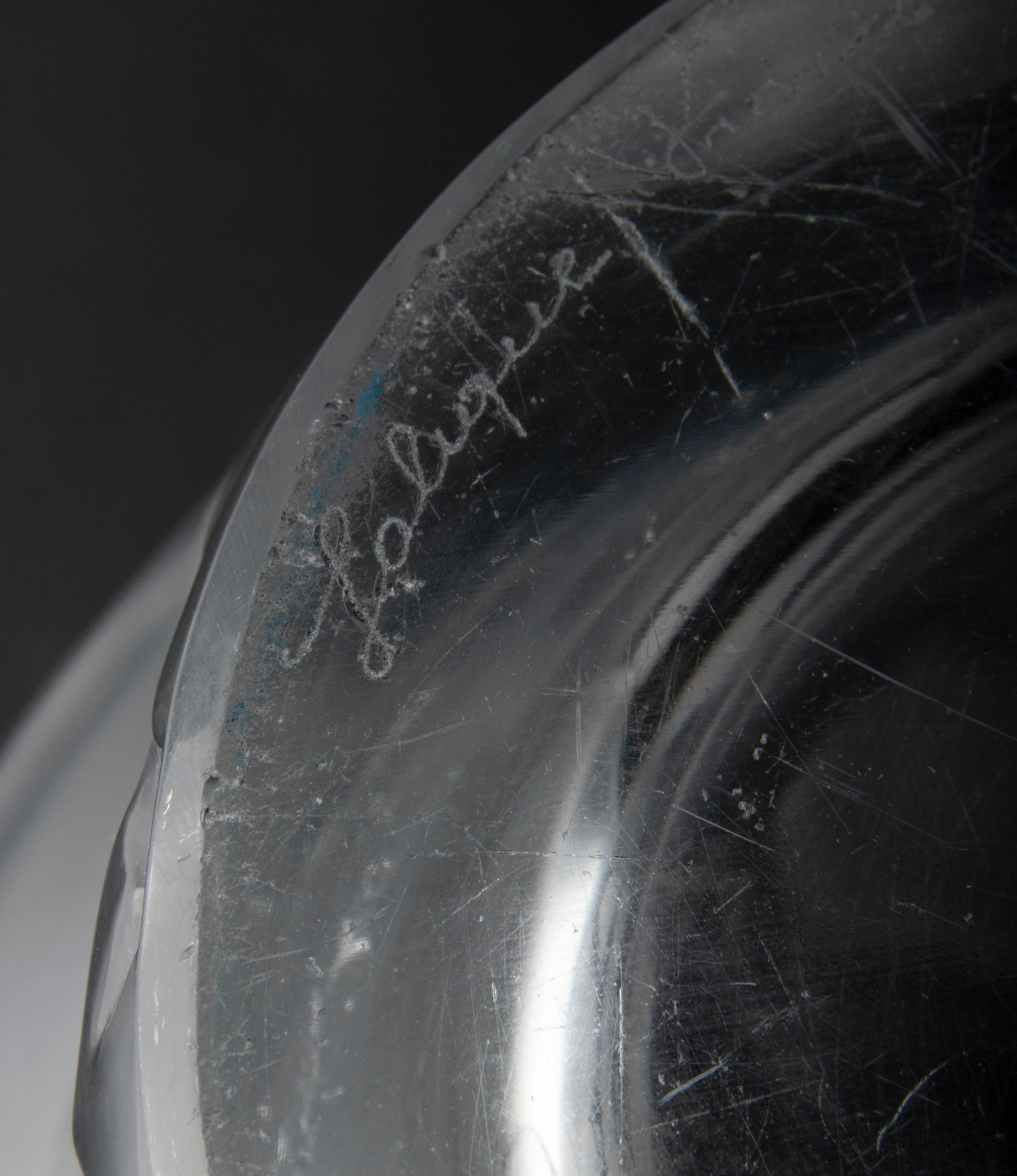 Mid-20th Century Large Crystal Vase by Lalique Model Ispahan with Etched & Frosted Roses