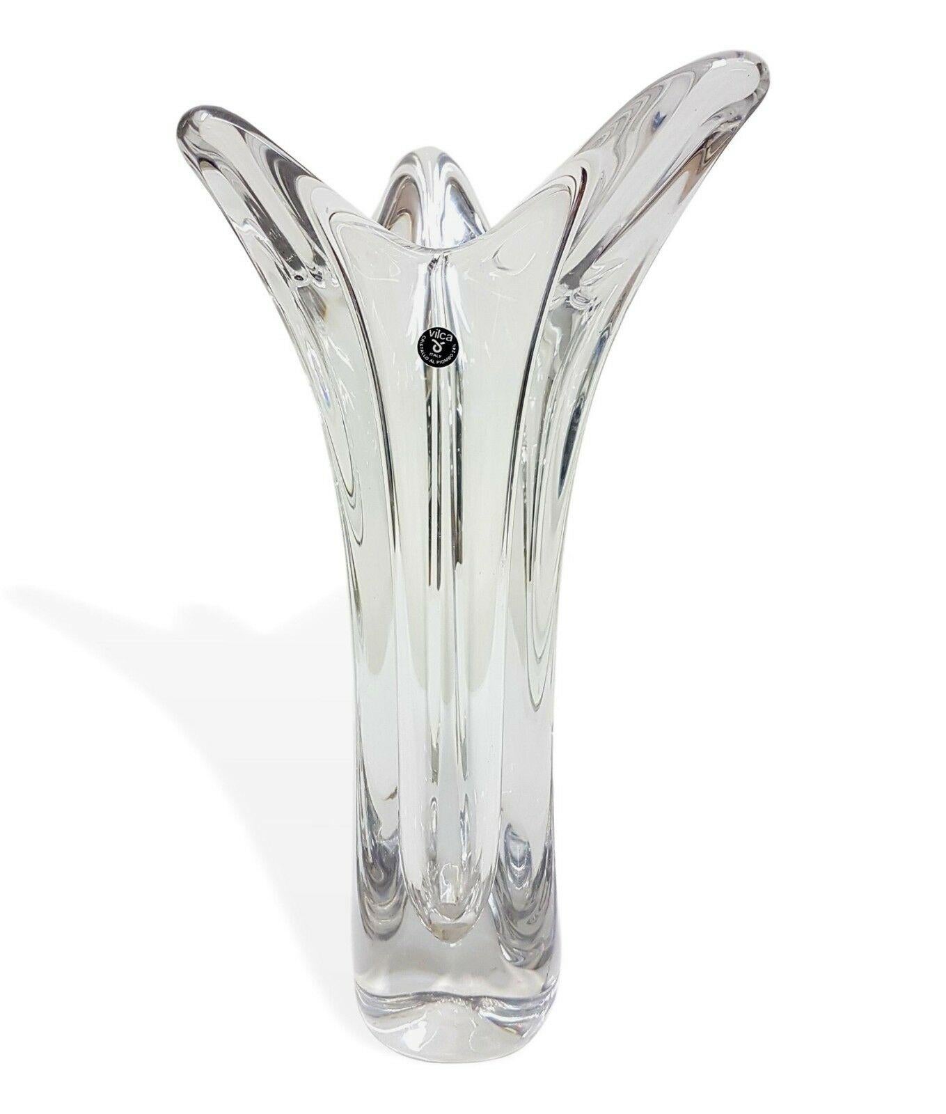 Large Crystal Vase Designed by Umberto Clanetti for Vilca, 1970s 2