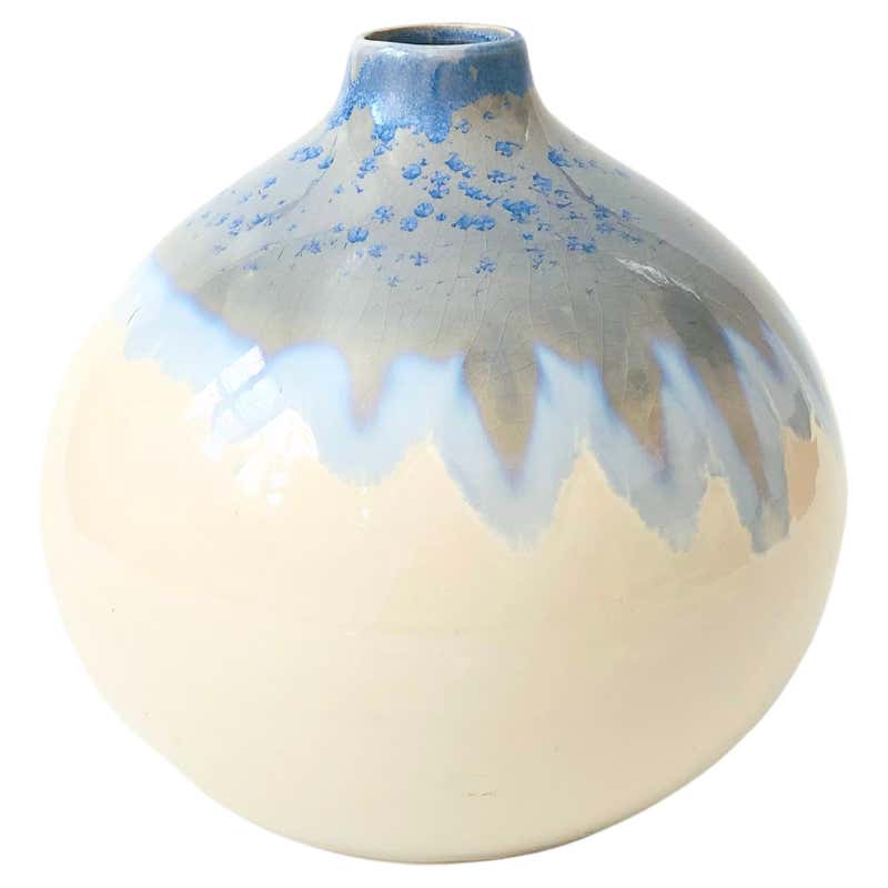 Vintage Buckingham Art Pottery Blue Crystalline Vase at 1stDibs ...