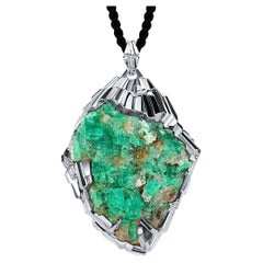 Large Crystals of Colombian Emerald Necklace Silver