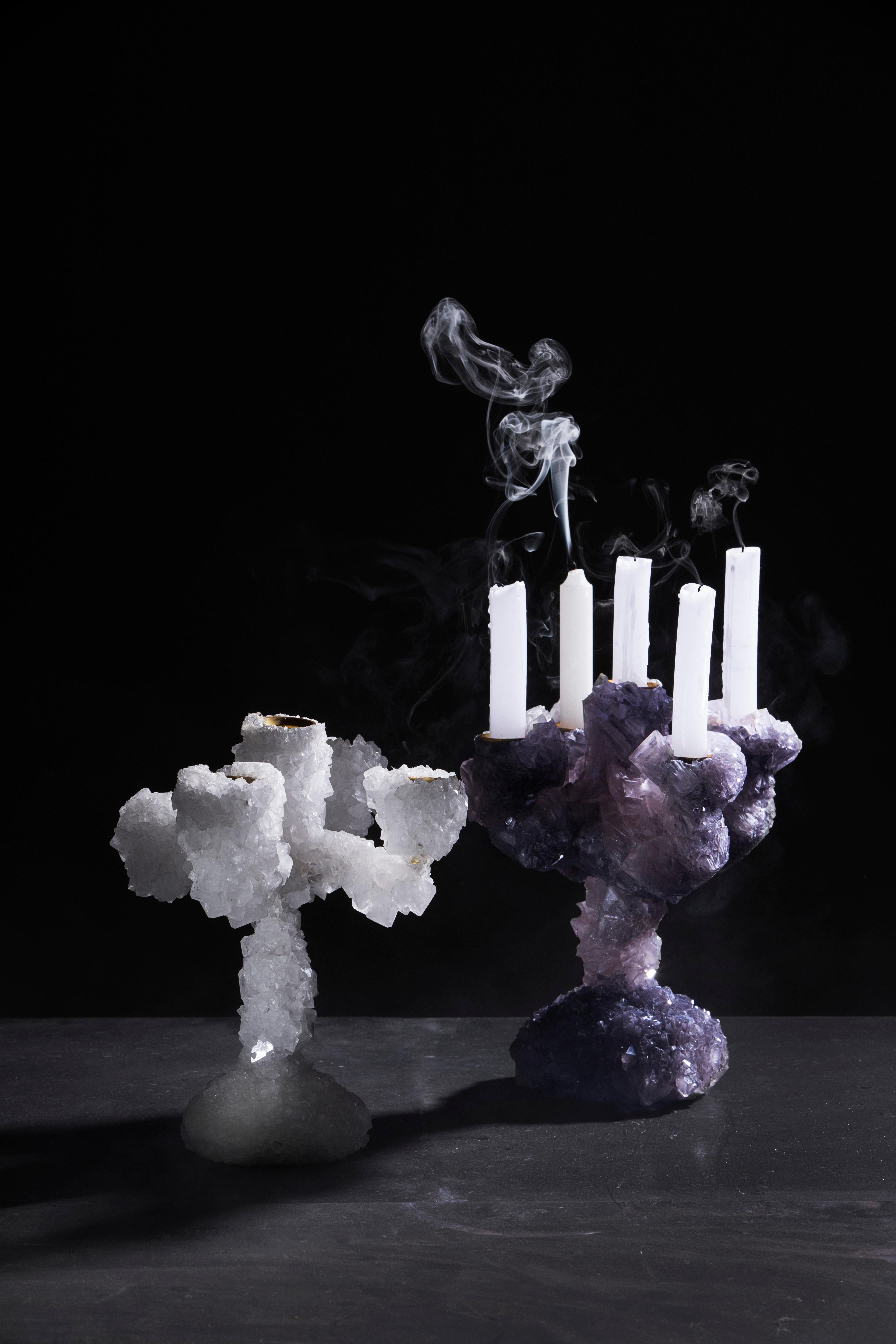 Large Crystals Overgrown Candelabra, Mark Sturkenboom In New Condition For Sale In Geneve, CH