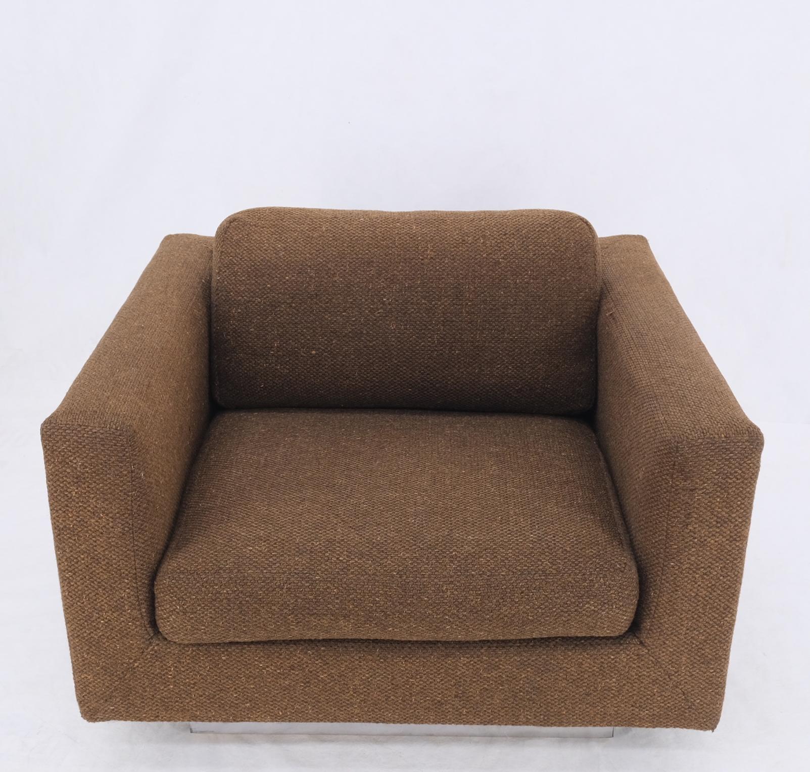 Large Cube Shape Oversize Chrome Mirror Base Lounge Club Dunbar Arm Chair Modern For Sale 2