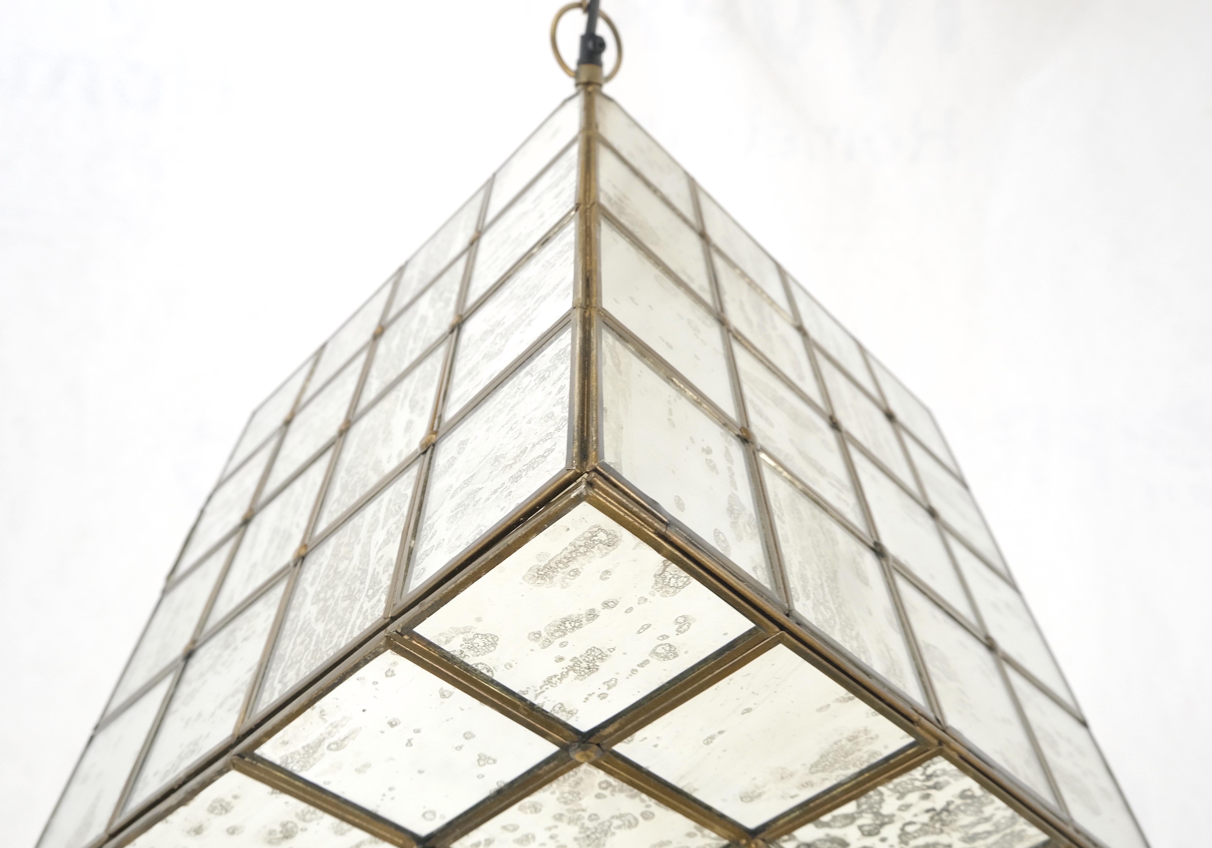 Large Cube Shape Pendant Mid-Century Modern Light Fixture Chandelier Mint 4