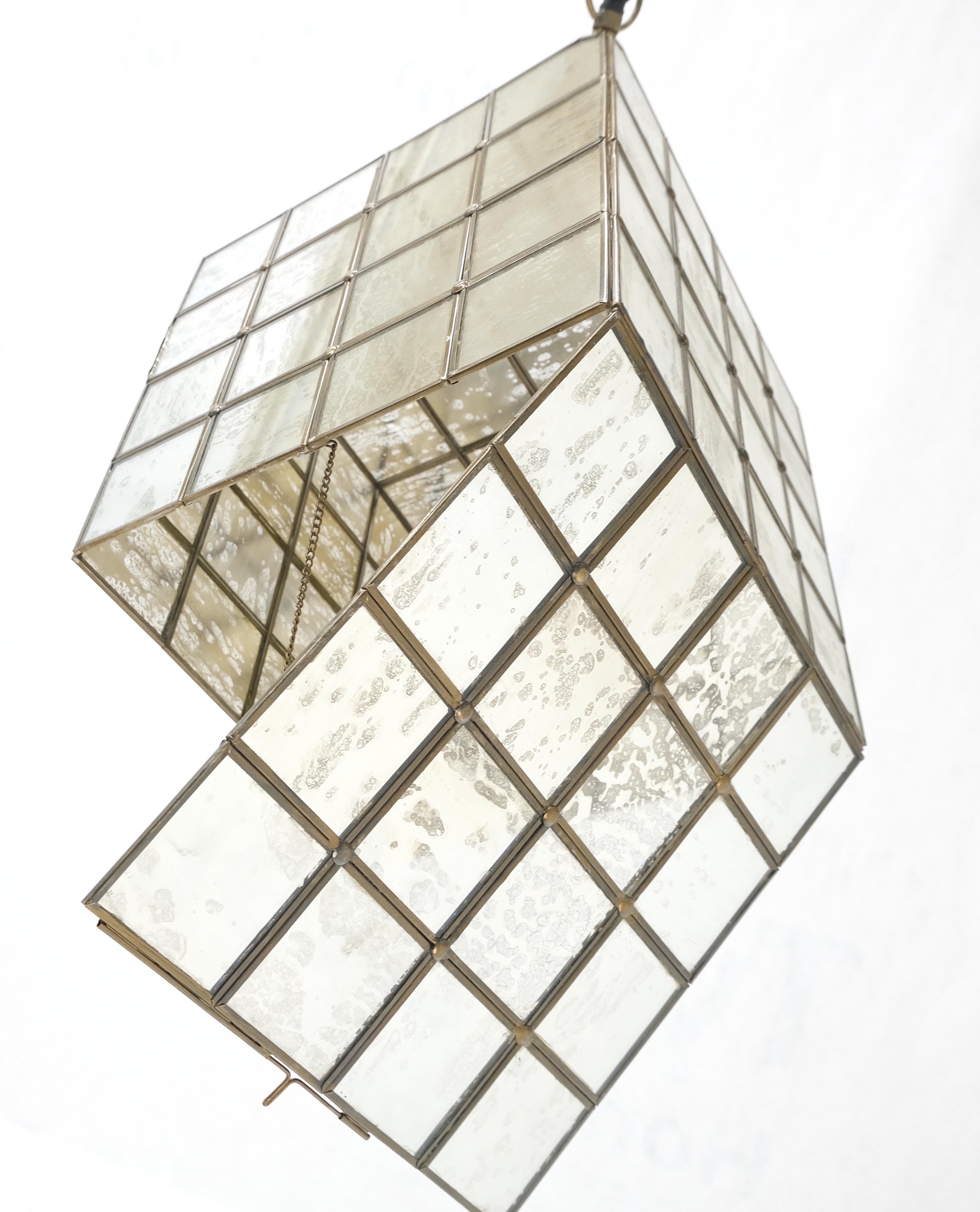 Large Cube Shape Pendant Mid-Century Modern Light Fixture Chandelier Mint 5