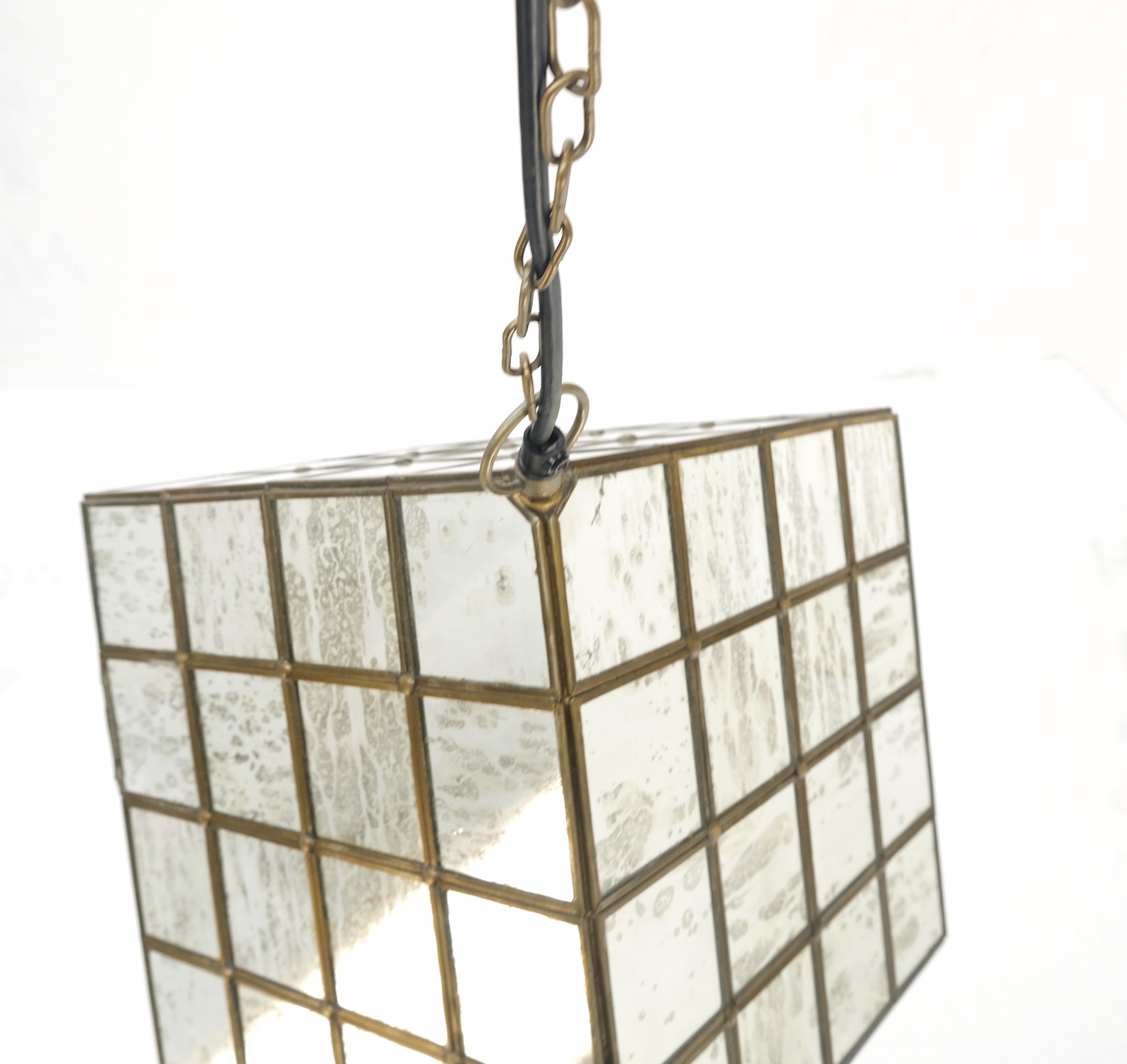 Large Cube Shape Pendant Mid-Century Modern Light Fixture Chandelier Mint 3